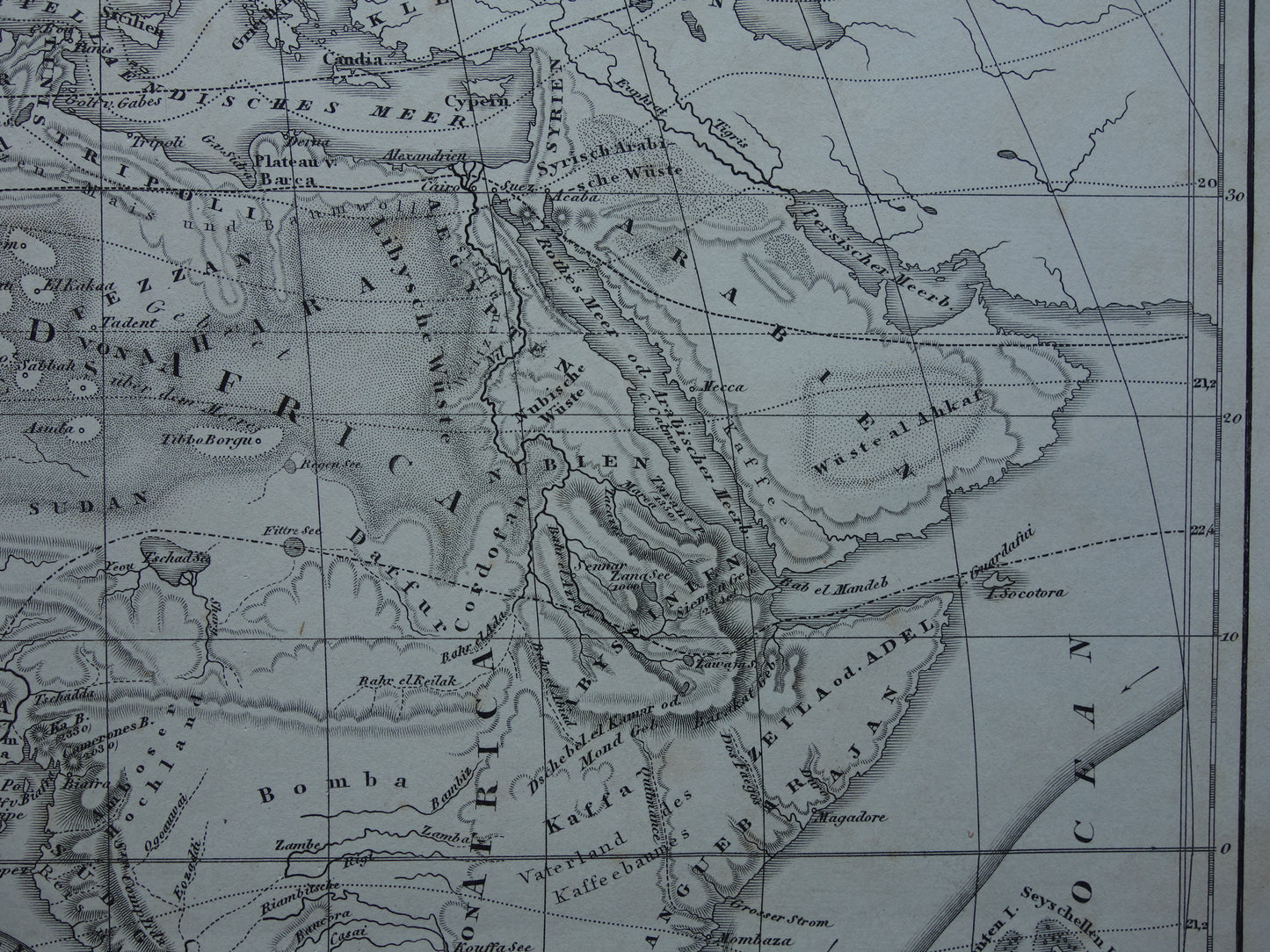 170+ jaar oude kaart van Afrika Antieke landkaart Afrika continent uit 1849 originele vintage kaarten