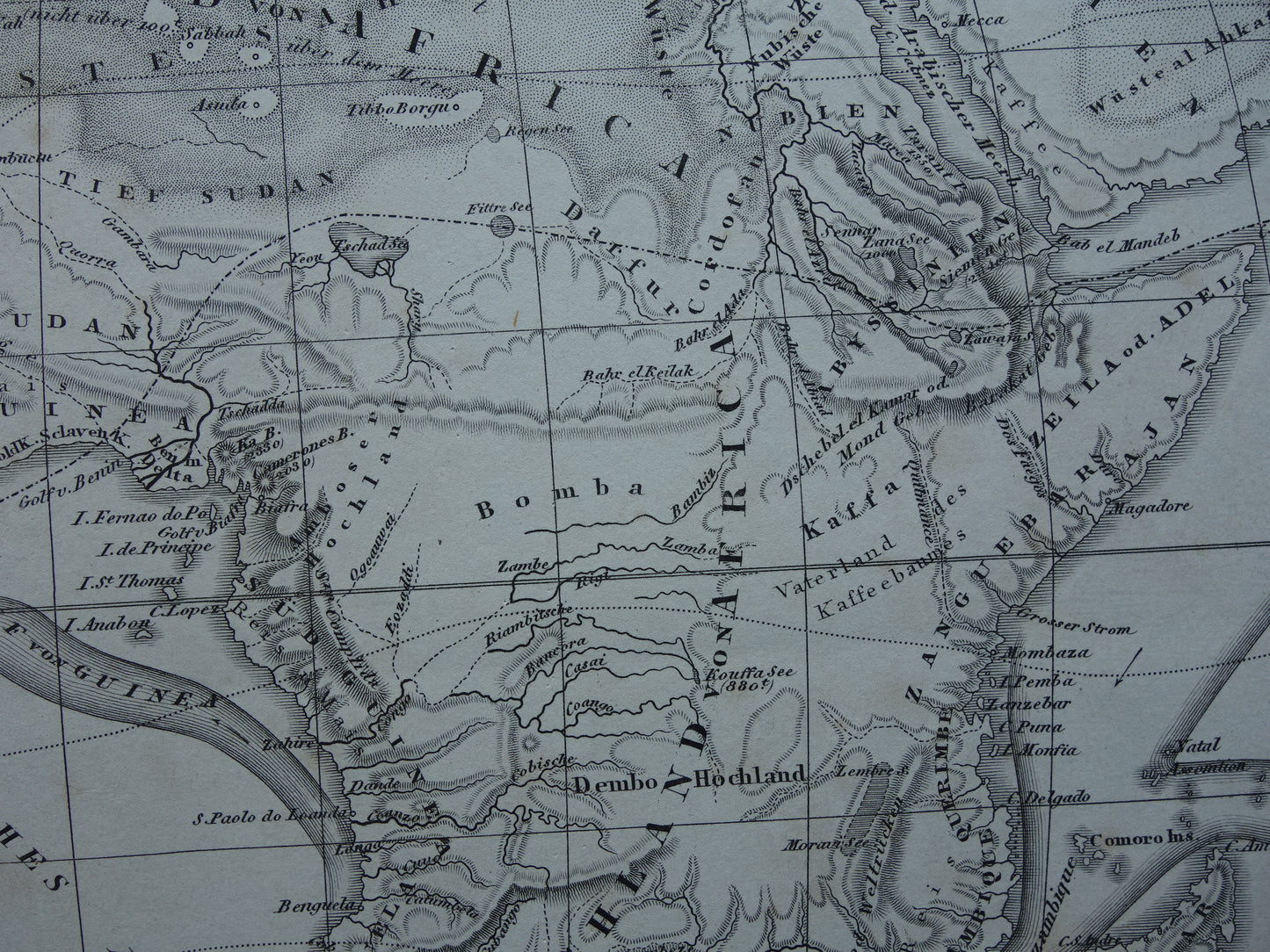 170+ jaar oude kaart van Afrika Antieke landkaart Afrika continent uit 1849 originele vintage kaarten