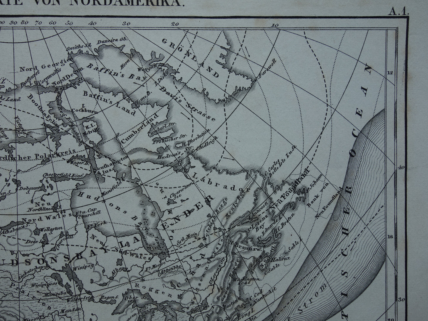 NOORD AMERIKA vintage landkaart 170+ jaar oude kaart van rivieren en oceanen uit 1849 originele vintage historische kaarten