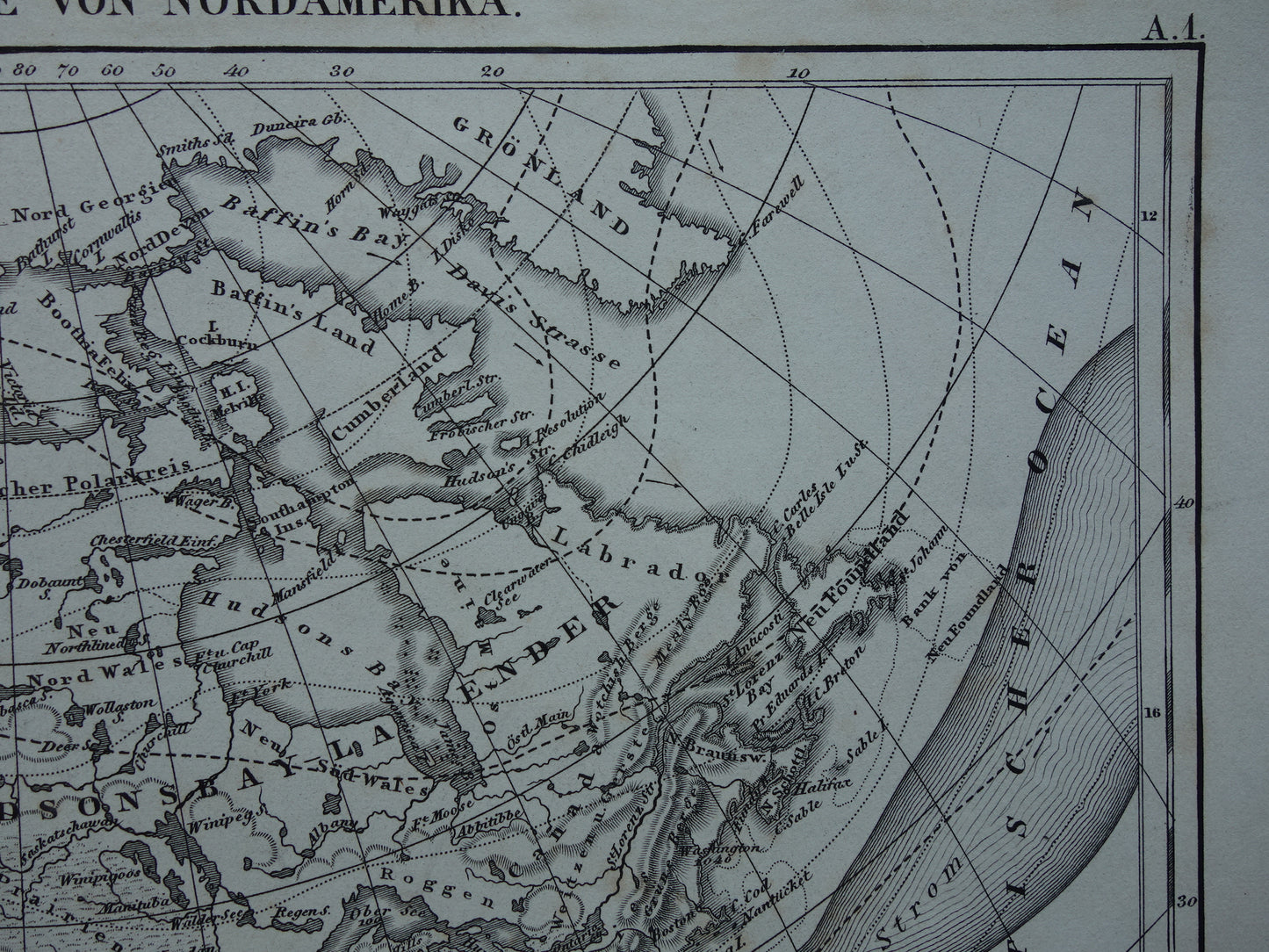 NOORD AMERIKA vintage landkaart 170+ jaar oude kaart van rivieren en oceanen uit 1849 originele vintage historische kaarten