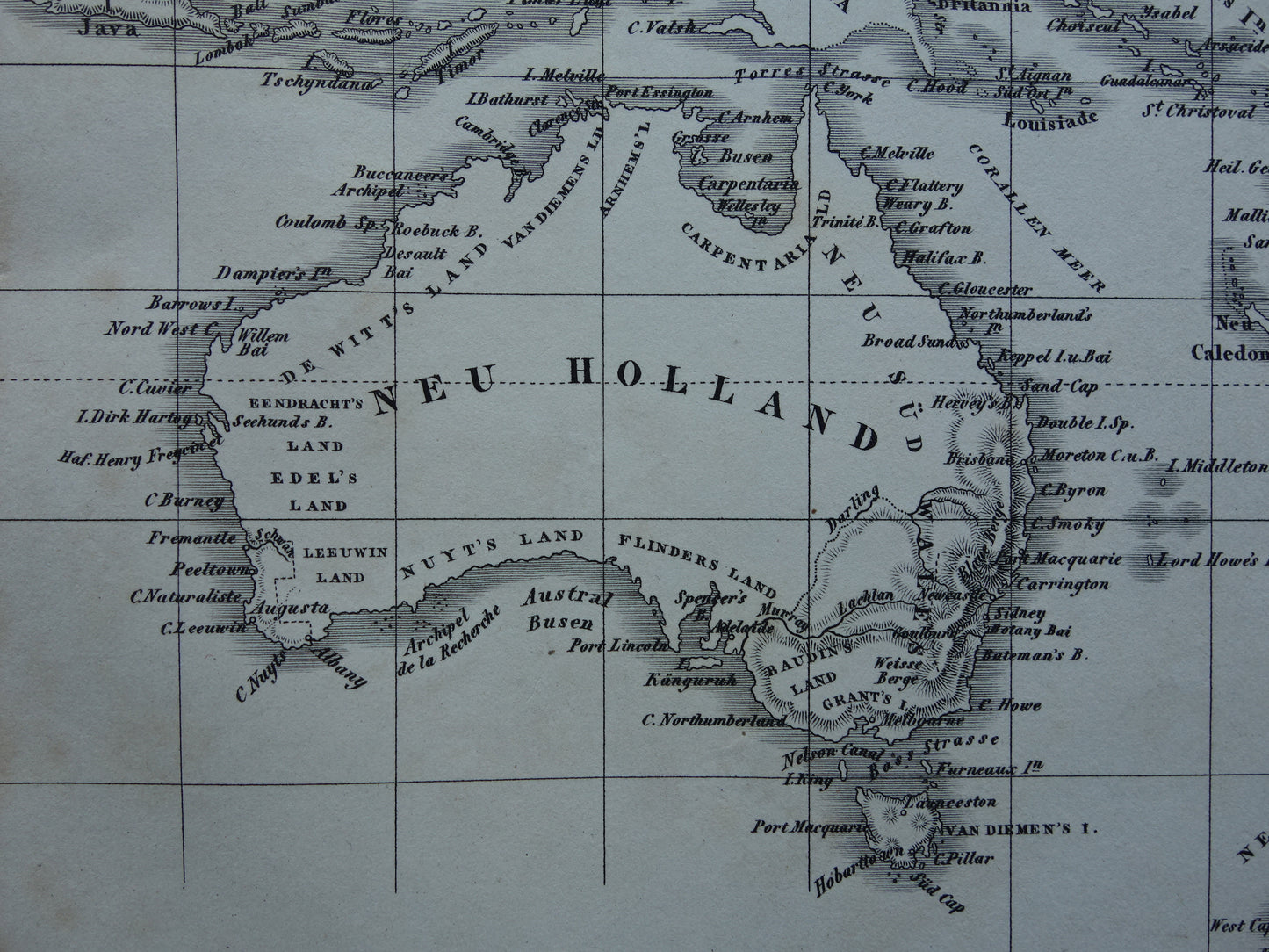 OCEANIË antieke kaart van Oceanië 170+ jaar oude landkaart van continent met Australië Nieuw-Zeeland uit 1849 - originele vintage historische kaarten