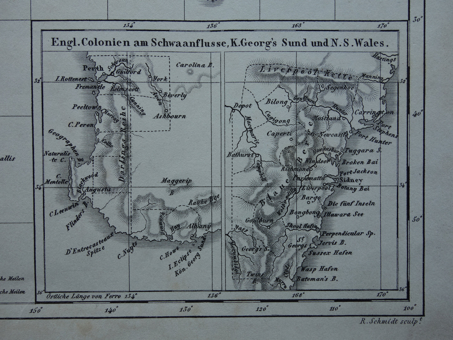 OCEANIË antieke kaart van Oceanië 170+ jaar oude landkaart van continent met Australië Nieuw-Zeeland uit 1849 - originele vintage historische kaarten