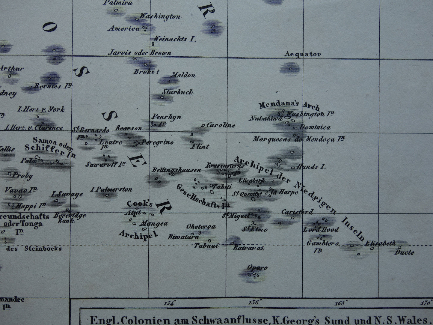 OCEANIË antieke kaart van Oceanië 170+ jaar oude landkaart van continent met Australië Nieuw-Zeeland uit 1849 - originele vintage historische kaarten