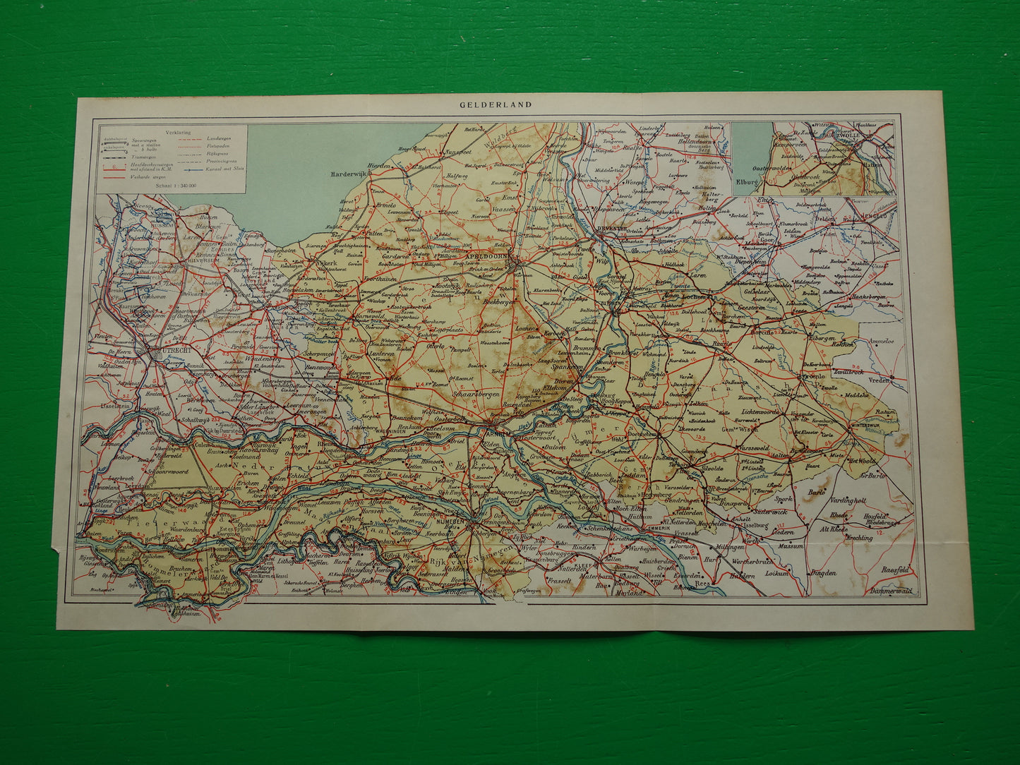 originele antieke historische kaart landkaart Gelderland