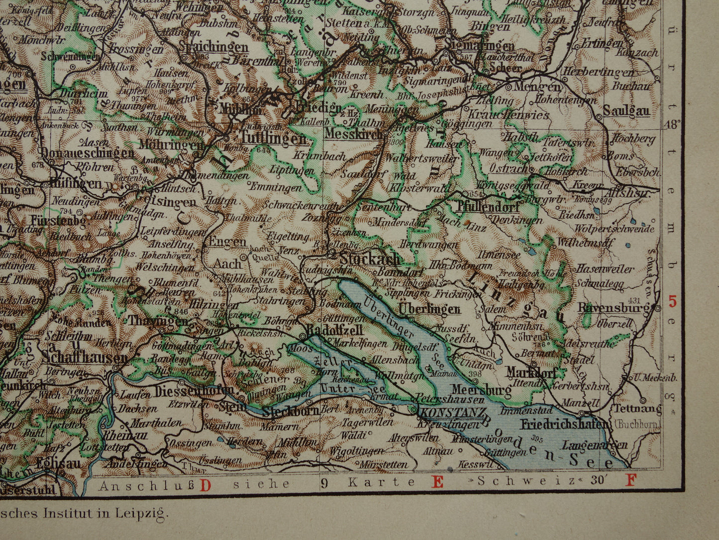 BADEN oude kaart van Baden Duitsland 1913 originele antieke Duitse landkaart Stuttgart Karlsruhe