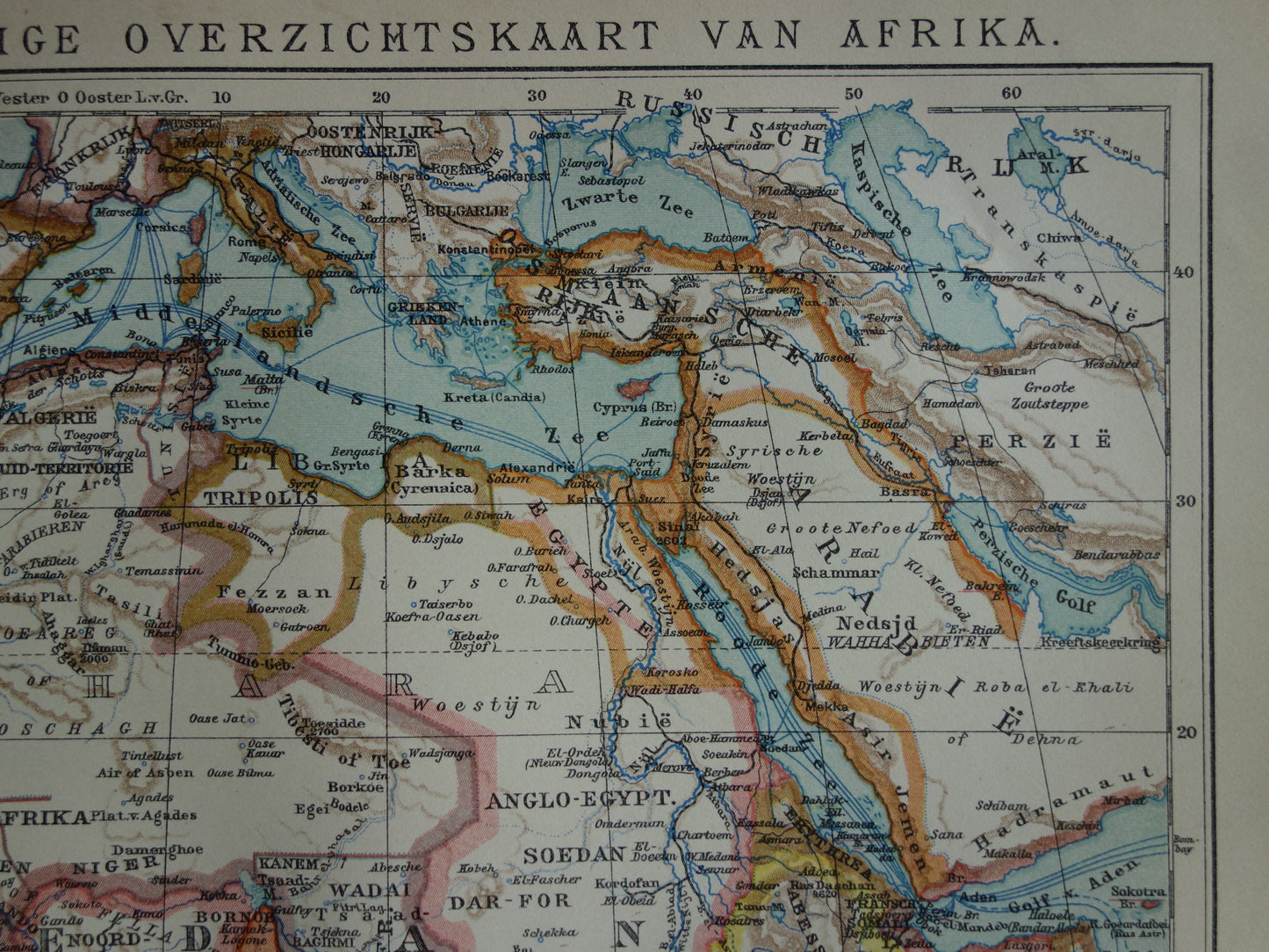 Antique map of Africa from 1914 original vintage map of Africa continent old Dutch maps