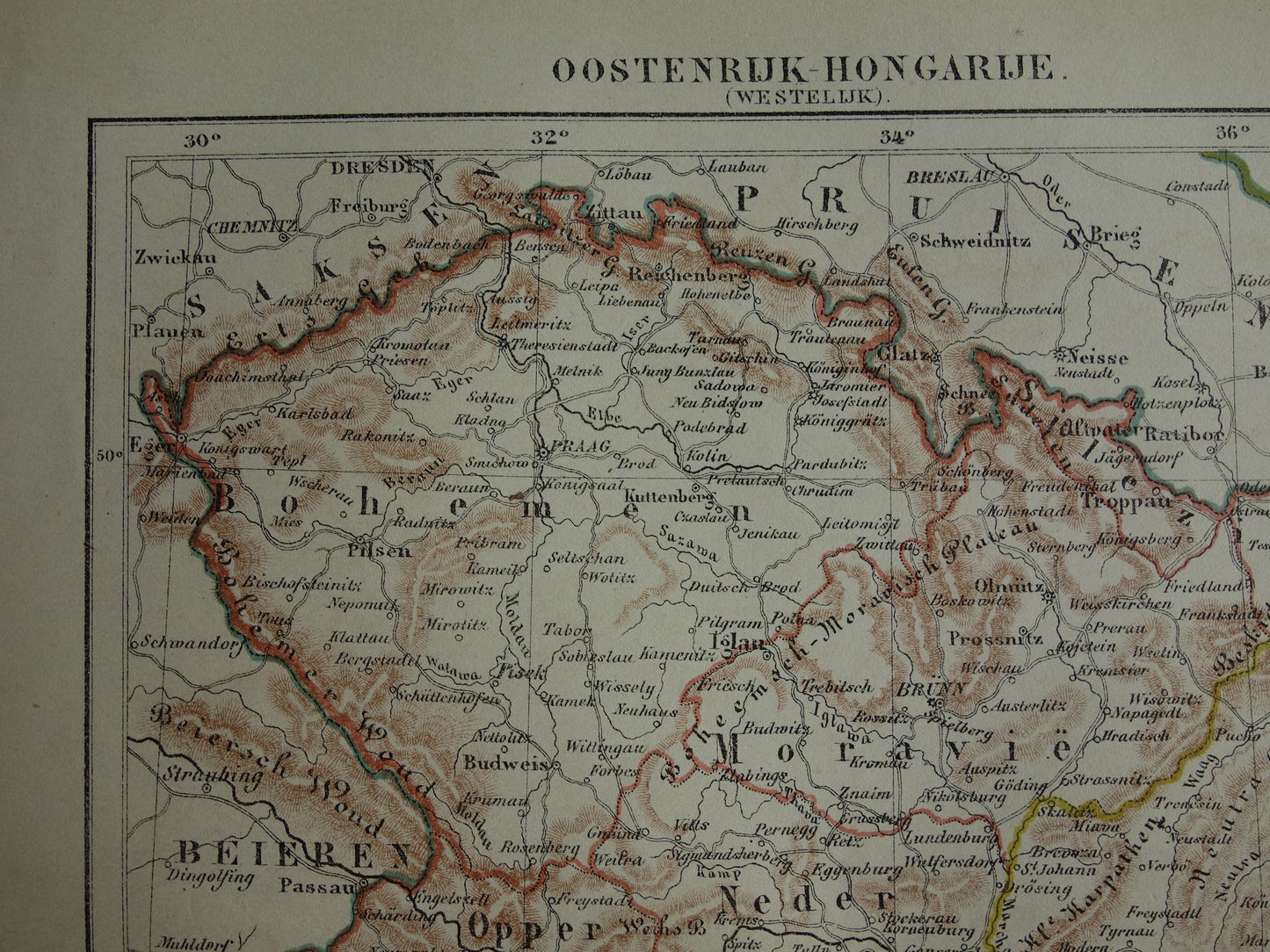 Oostenrijk oude landkaart originele antieke Kuyper kaart uit 1882 vintage kaarten Wenen Graz Bohemen