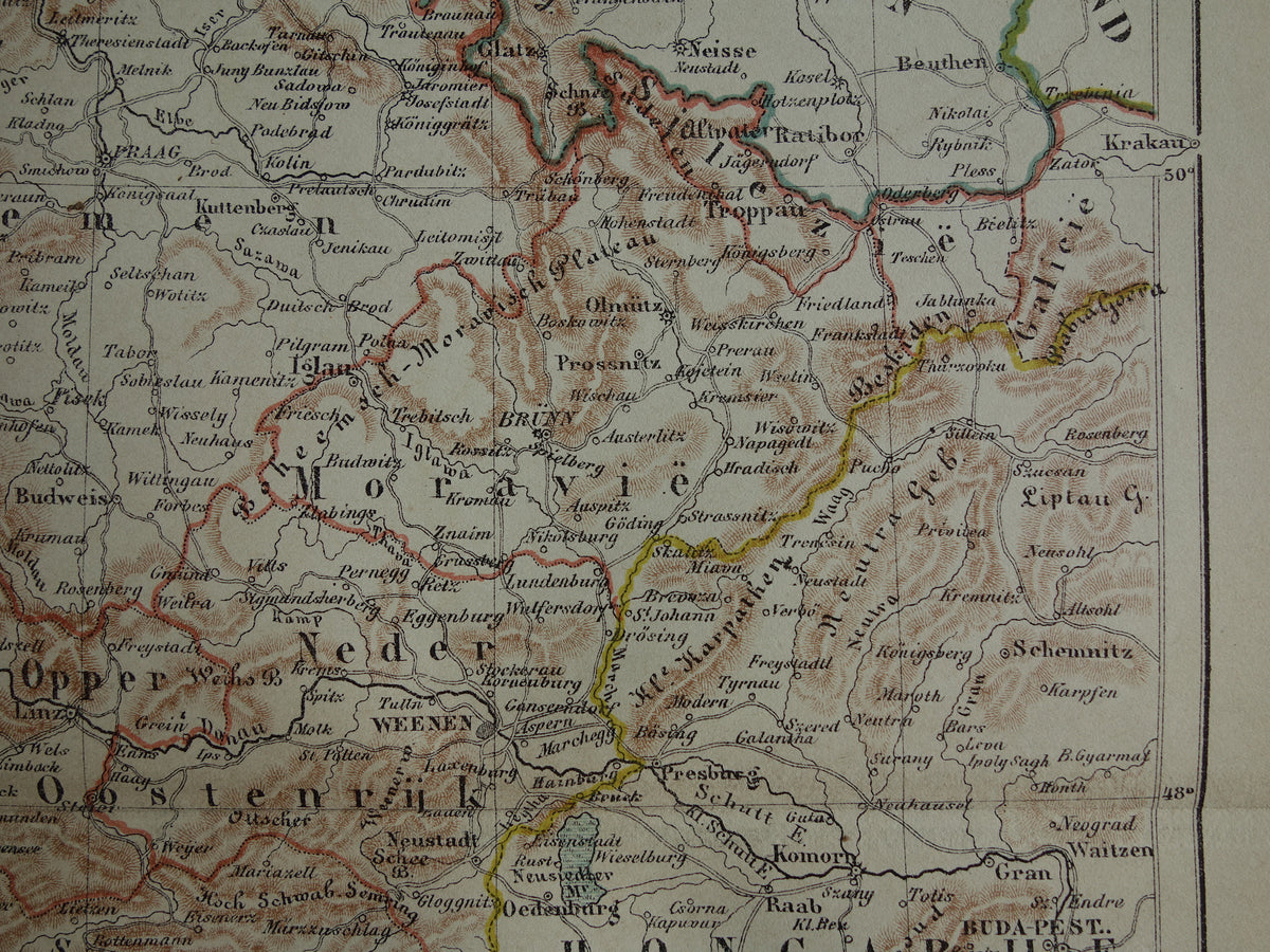 Austria old map original antique Kuyper map from 1882 vintage maps Vienna Graz Bohemia