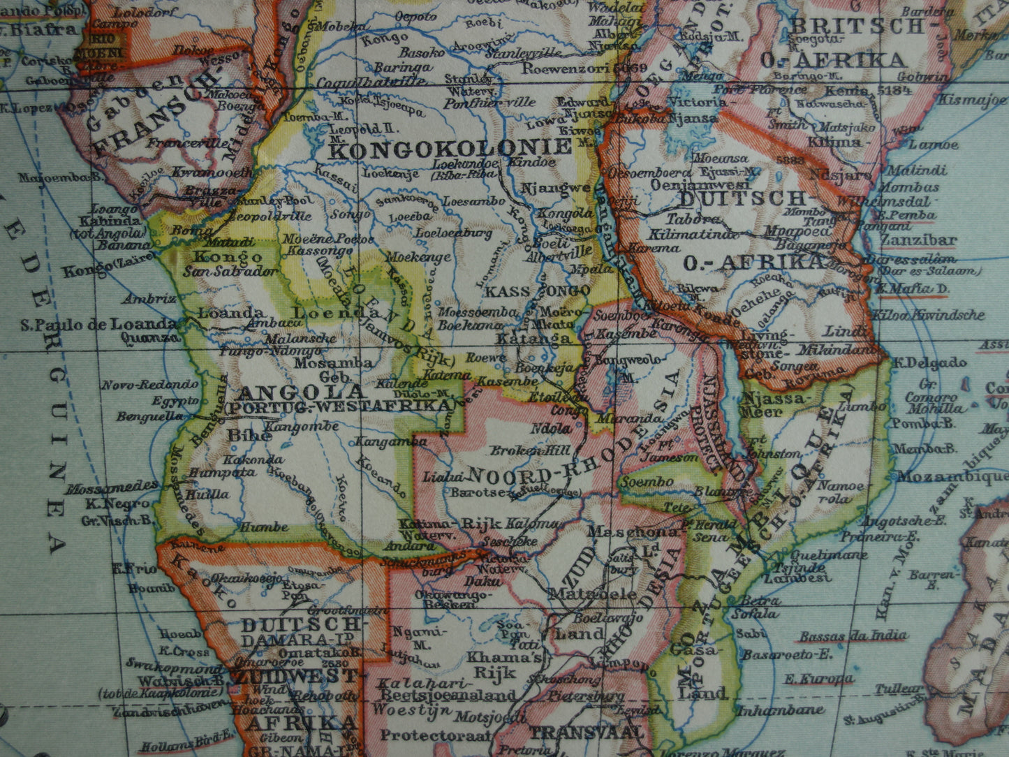 Antique map of Africa from 1914 original vintage map of Africa continent old Dutch maps