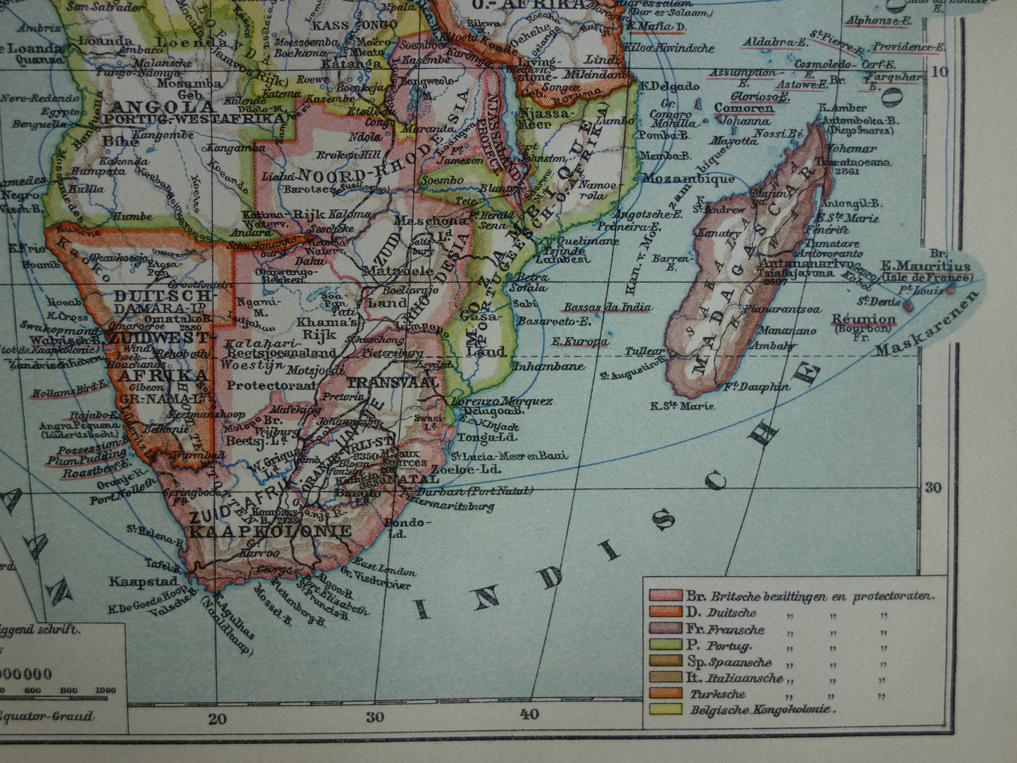 Antique map of Africa from 1914 original vintage map of Africa continent old Dutch maps
