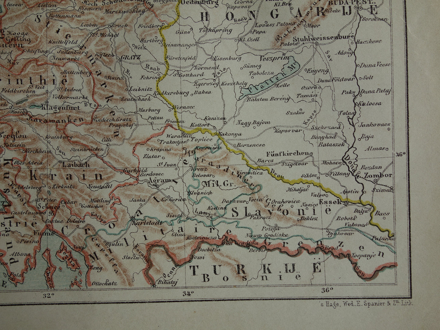 Oostenrijk oude landkaart originele antieke Kuyper kaart uit 1882 vintage kaarten Wenen Graz Bohemen