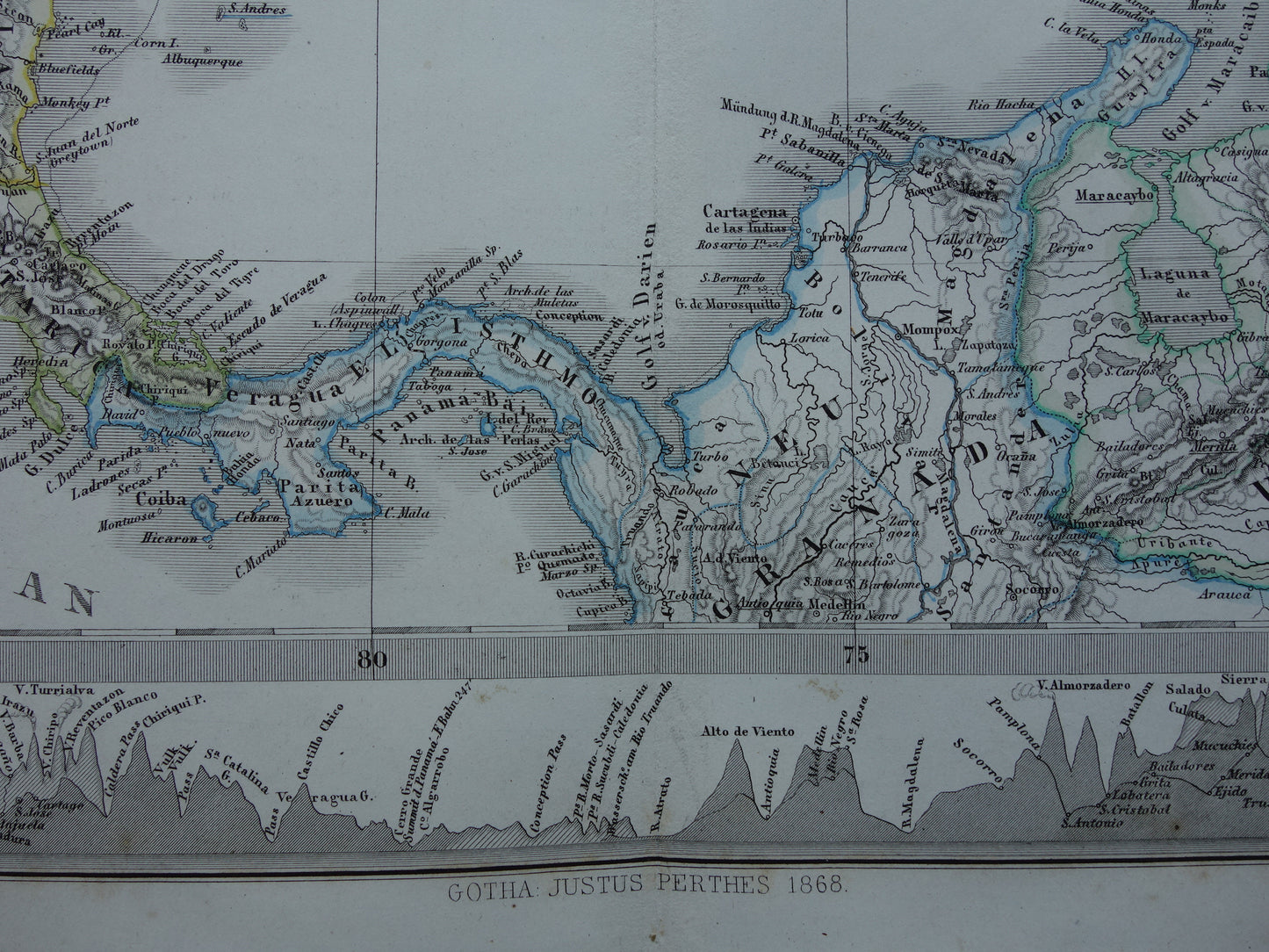 Antieke kaart van ANTILLEN 155+ jaar oude handgekleurde landkaart Curaçao Aruba Cuba Haïti Puerto Rico 1860