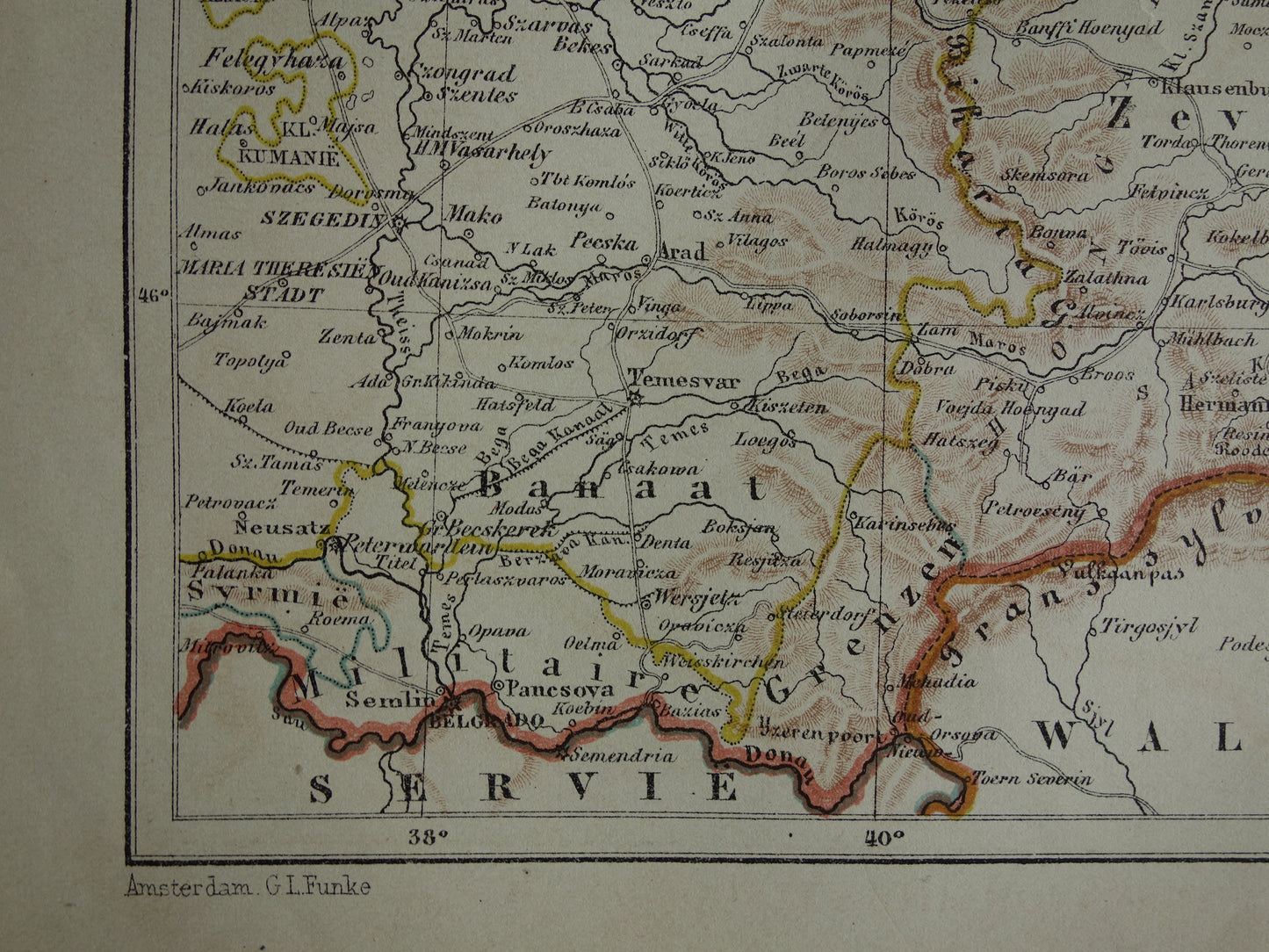 Oostenrijk oude landkaart originele antieke Kuyper kaart uit 1882 vintage kaarten Budapest Zevenbergen Transsylvanië Galicië