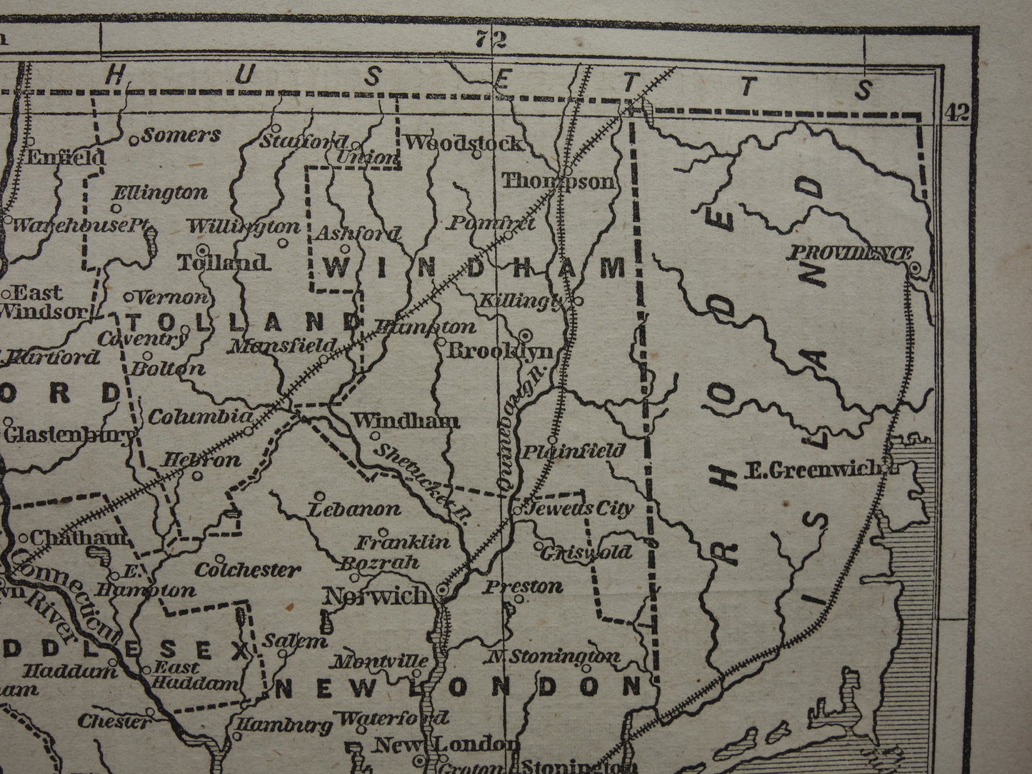 CONNECTICUT Antieke kaart van de staat Connecticut uit 18584 originele oude landkaart New Haven Verenigde Staten