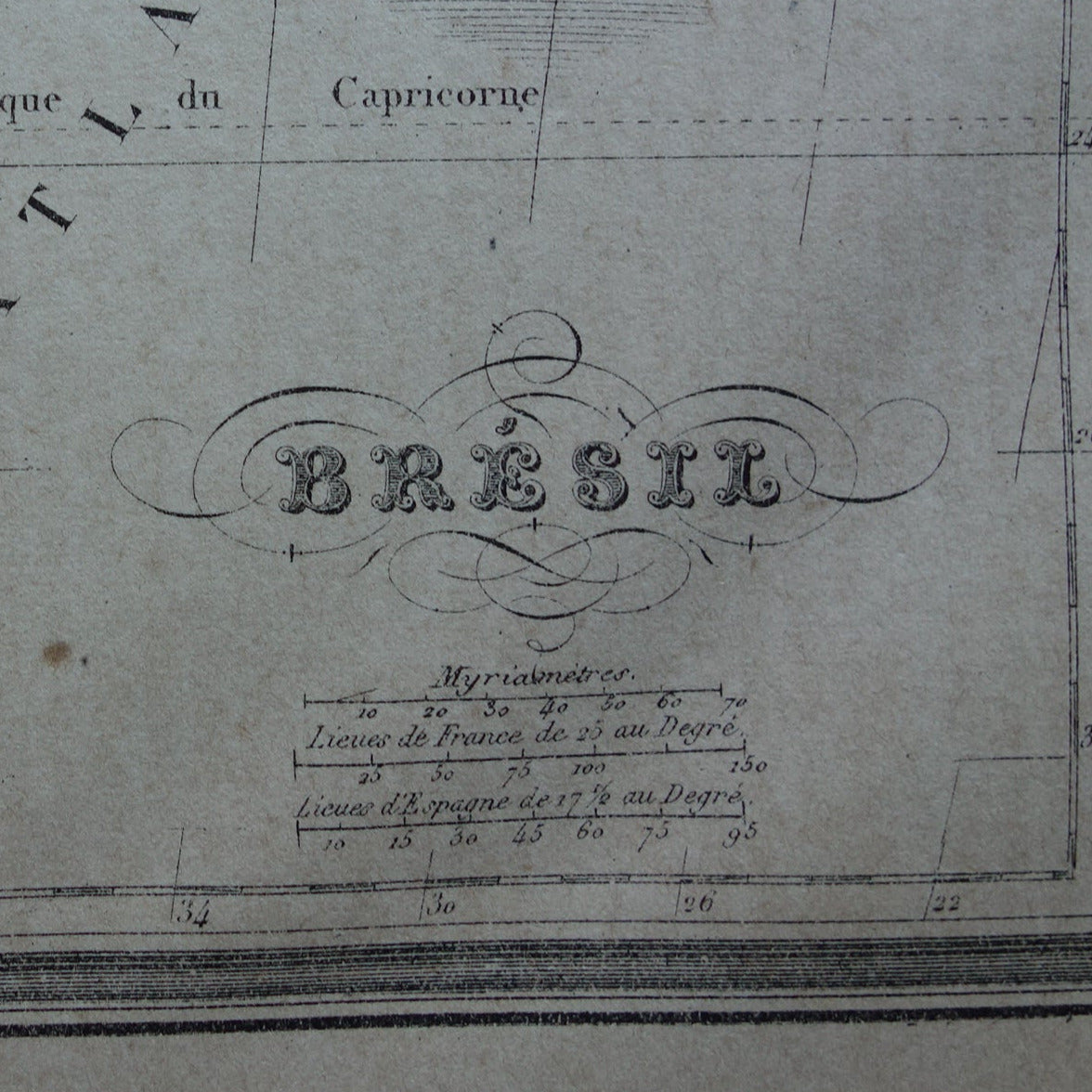 BRAZILIË Oude kaart van Brazilië Originele antieke handgekleurde landkaart uit 1877