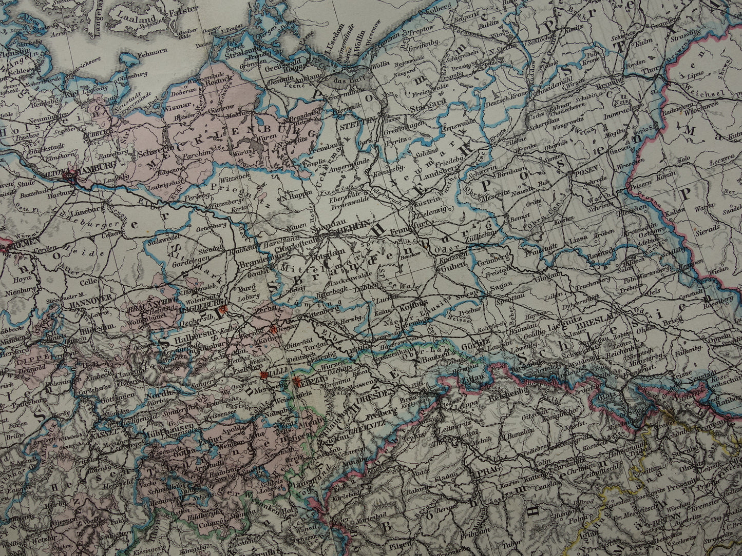 DUITSLAND Antieke landkaart van het Duitse Rijk in 1886 Grote originele 135+ jaar oude kaart Berlijn Pruissen Polen