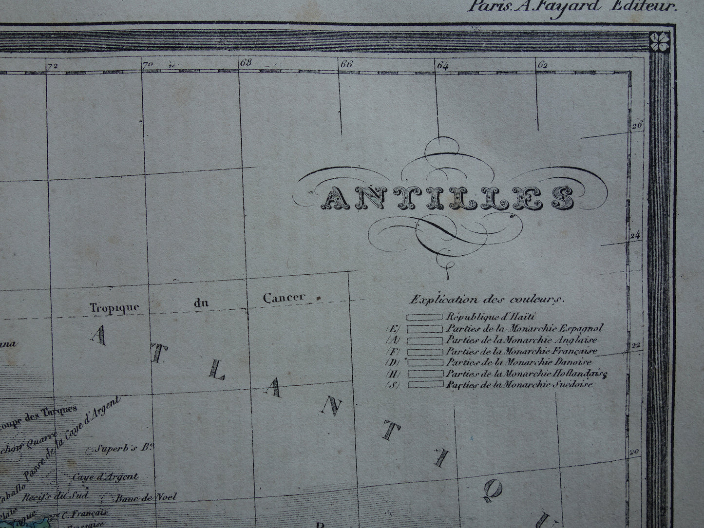 Oude kaart van ANTILLEN 145+ jaar oude handgekleurde landkaart Curaçao Aruba Cuba Haïti Puerto Rico Caribisch Gebied