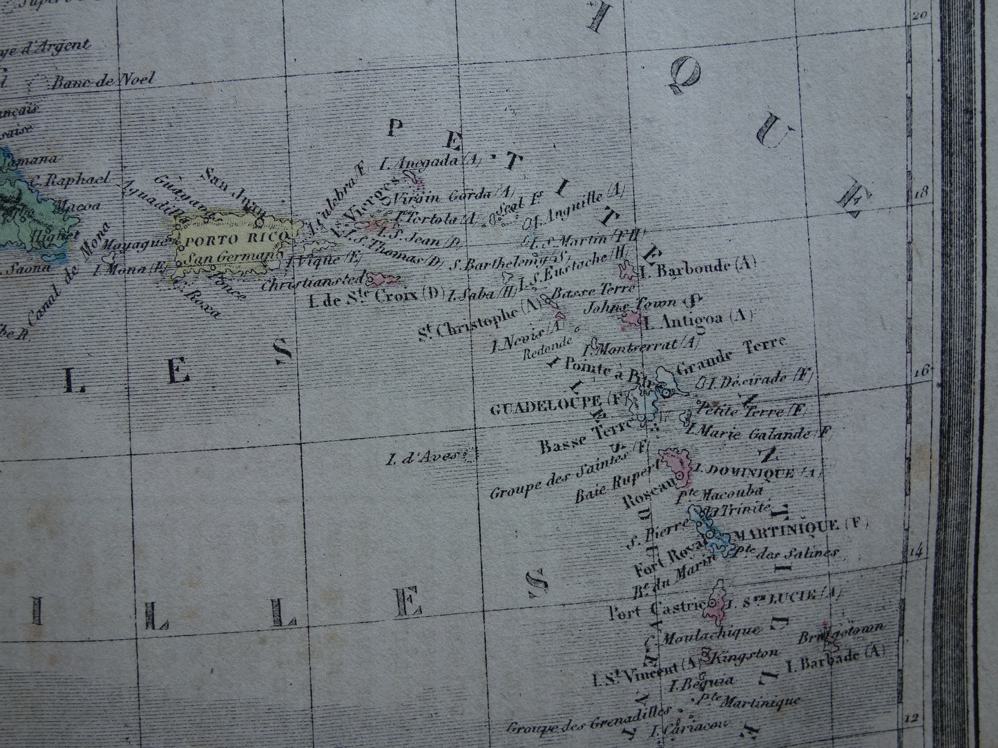 Oude kaart van ANTILLEN 145+ jaar oude handgekleurde landkaart Curaçao Aruba Cuba Haïti Puerto Rico Caribisch Gebied