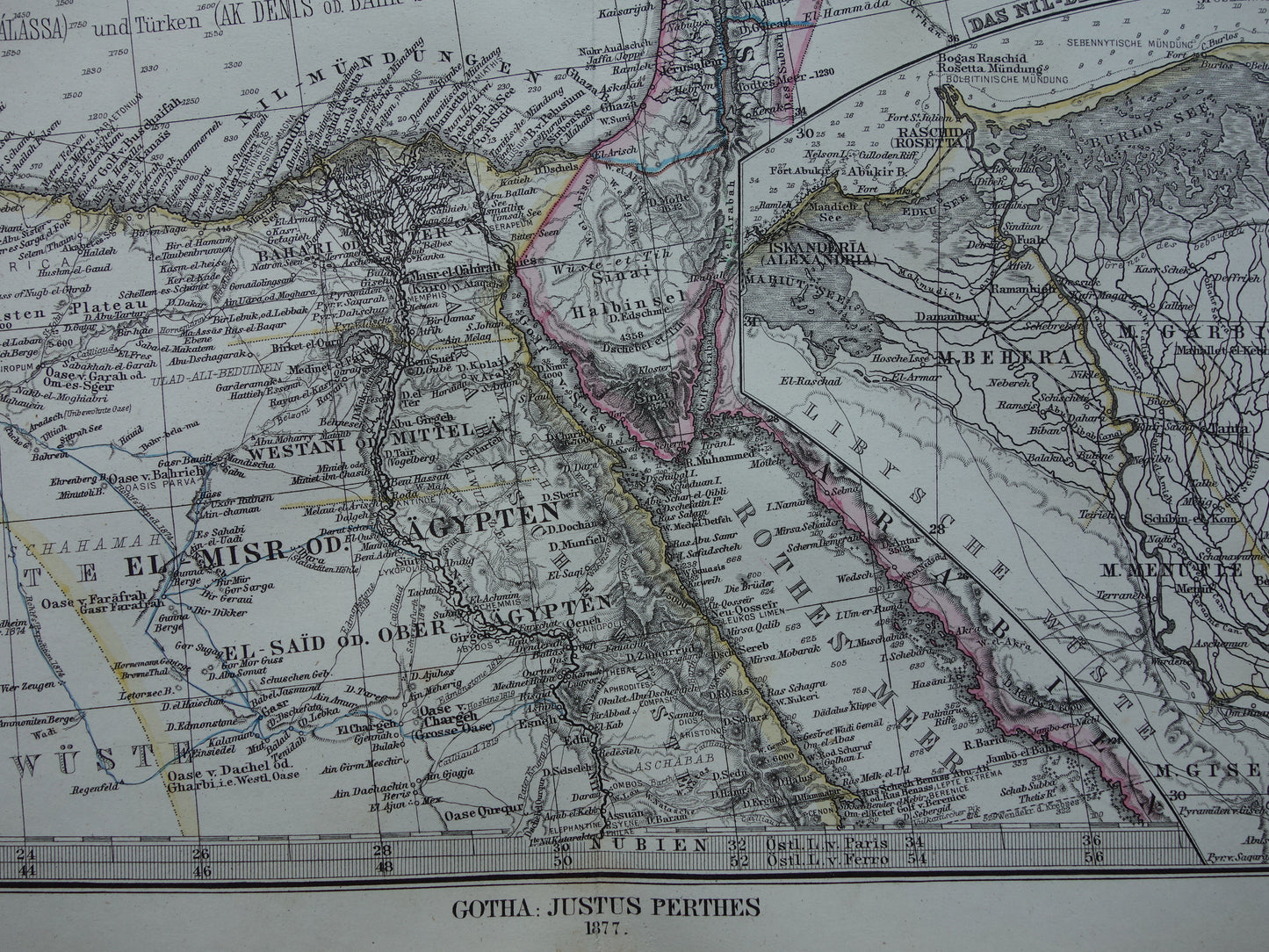 Antieke kaart van het Turkse Rijk Grote 145+ jaar oude print/poster Ottomaanse Rijk Originele Vintage kaarten Turkije Middellandse Zee