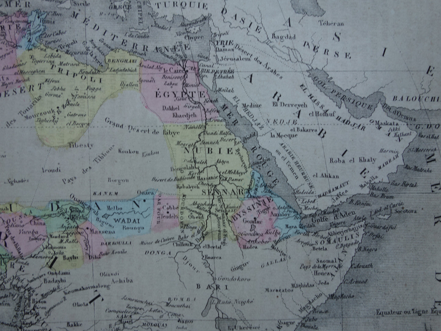 Oude kaart van Afrika uit 1877 antieke Franse handgekleurde landkaart van continent Afrika