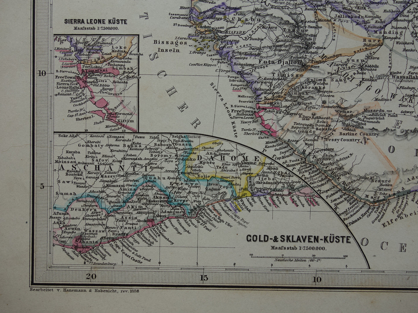 AFRIKA Oude landkaart van Noordwest-Afrika in 1886 Grote originele kaart van Sahara Goudkust Sahel Senegal Nigeria