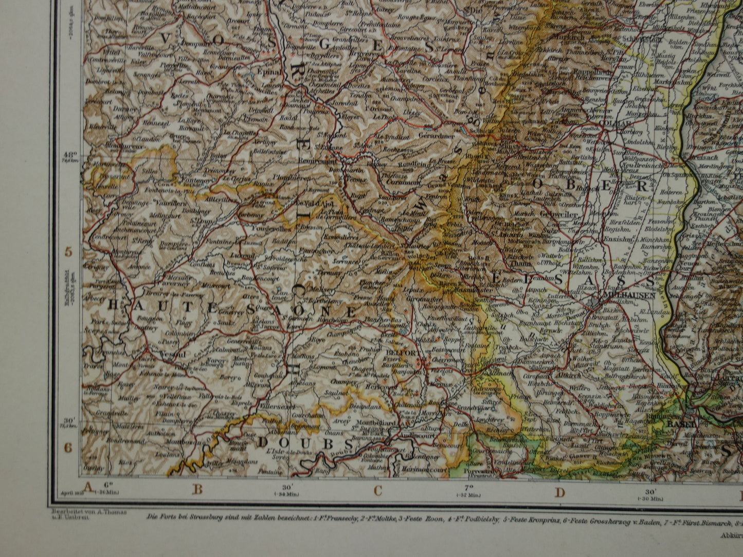 Oude kaart van Elzas Lotharingen Duitsland Gedetailleerde grote landkaart met jaartal 1910 Originele vintage kaarten Elsasz-Lothringen, Baden, Wurttemberg und Rheinpfalz