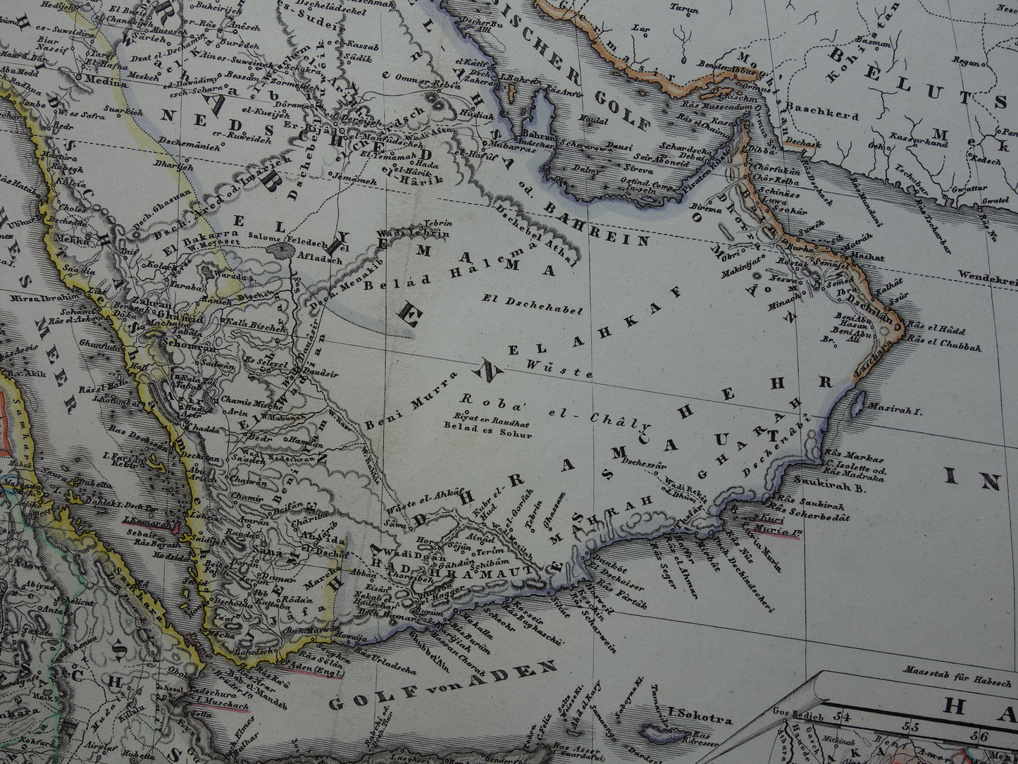 Saoedi-Arabië oude kaart van Saudi-Arabie 1866 grote originele antieke vintage landkaart Riyad Djedda