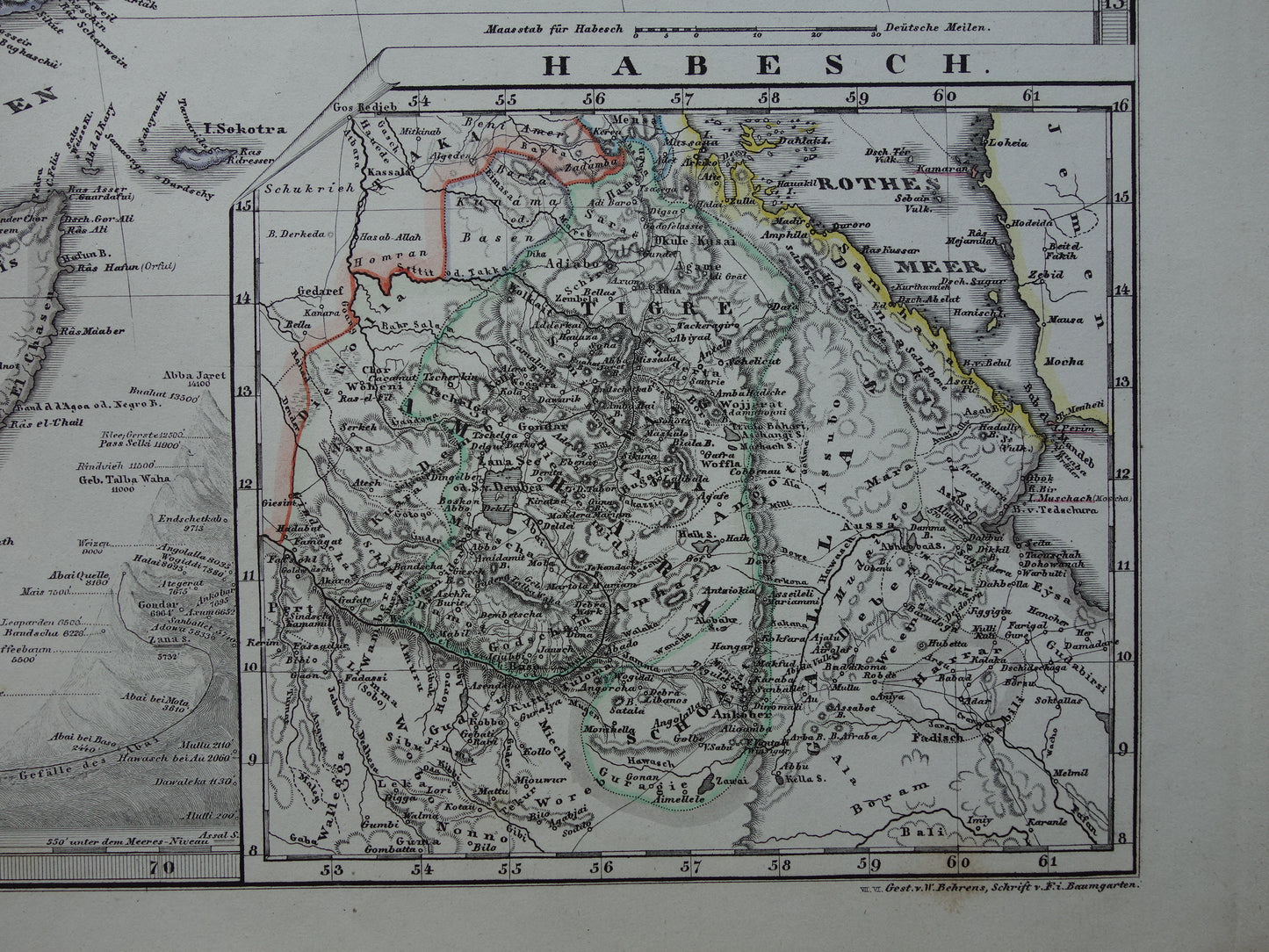 Saoedi-Arabië oude kaart van Saudi-Arabie 1866 grote originele antieke vintage landkaart Riyad Djedda