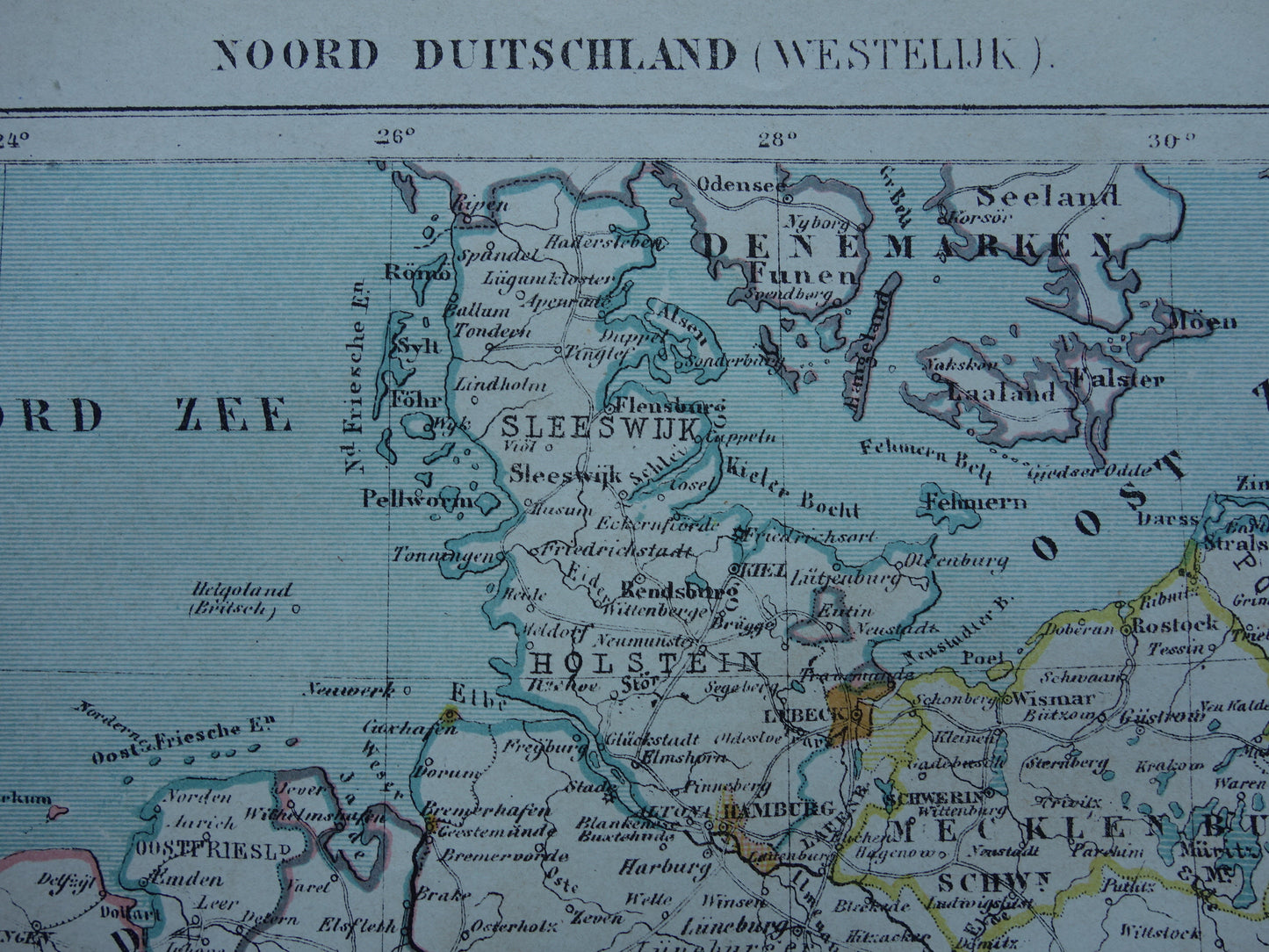 Noordwest Duitsland oude landkaart originele antieke Kuyper kaart uit 1882 vintage print Duitsland