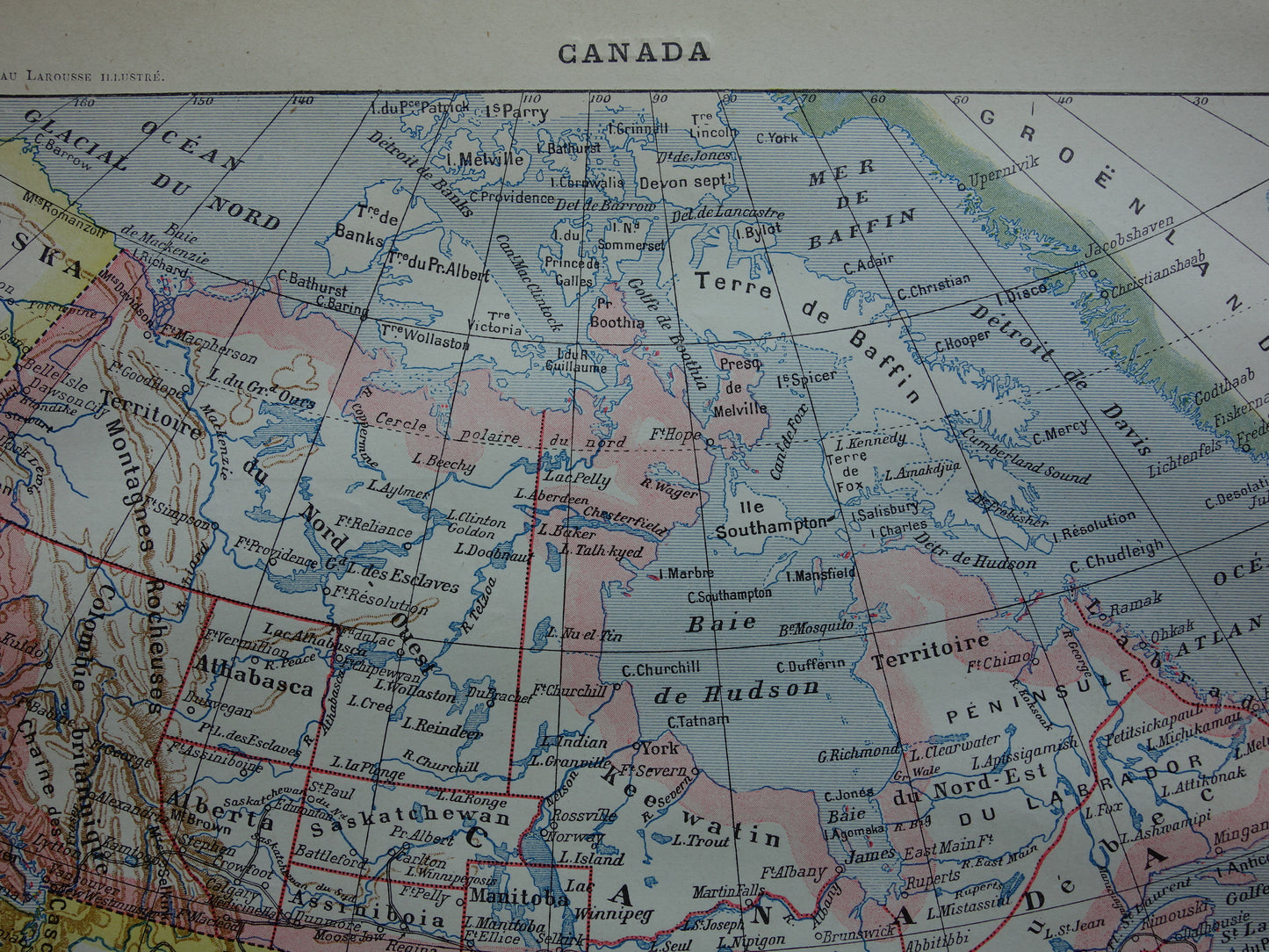 CANADA Oude landkaart van Canada uit 1902 Originele antieke kaart vintage print