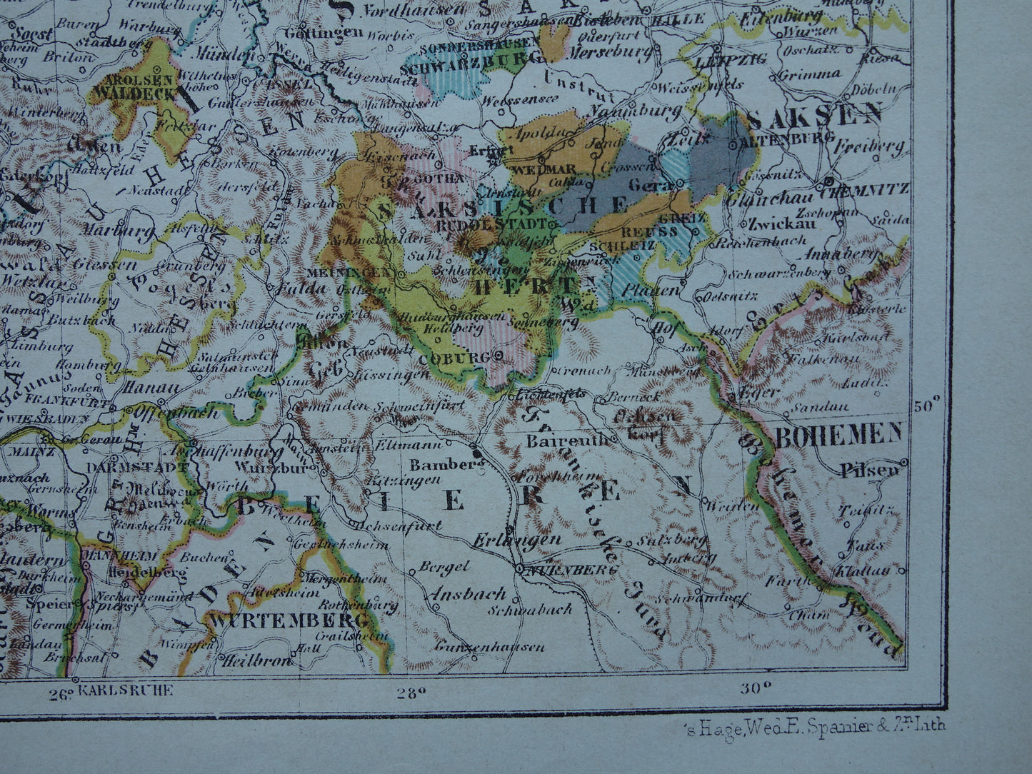 Noordwest Duitsland oude landkaart originele antieke Kuyper kaart uit 1882 vintage print Duitsland