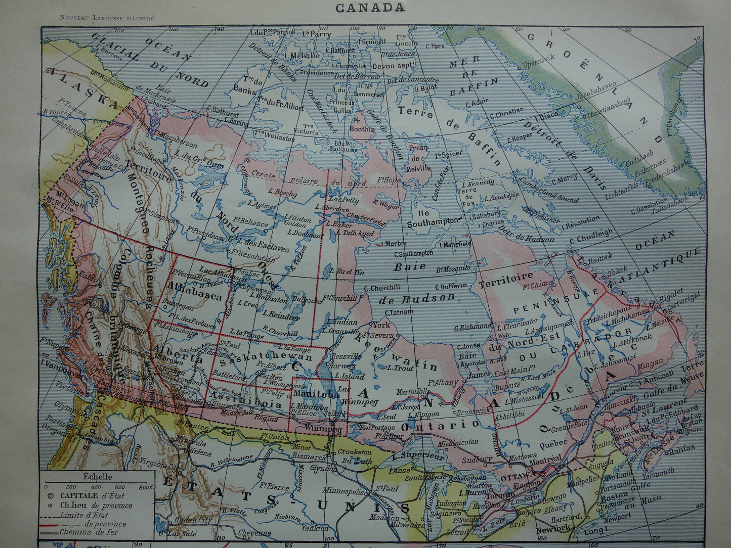 CANADA Oude landkaart van Canada uit 1902 Originele antieke kaart vintage print