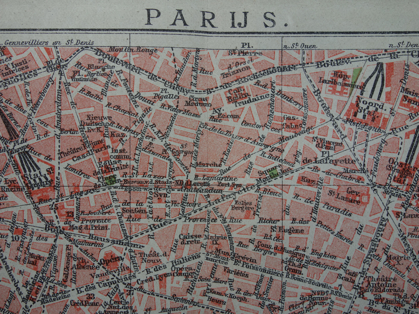 PARIJS oude plattegrond Originele antieke Nederlandse kaart van Parijs Frankrijk uit 1921 vintage historische kaarten