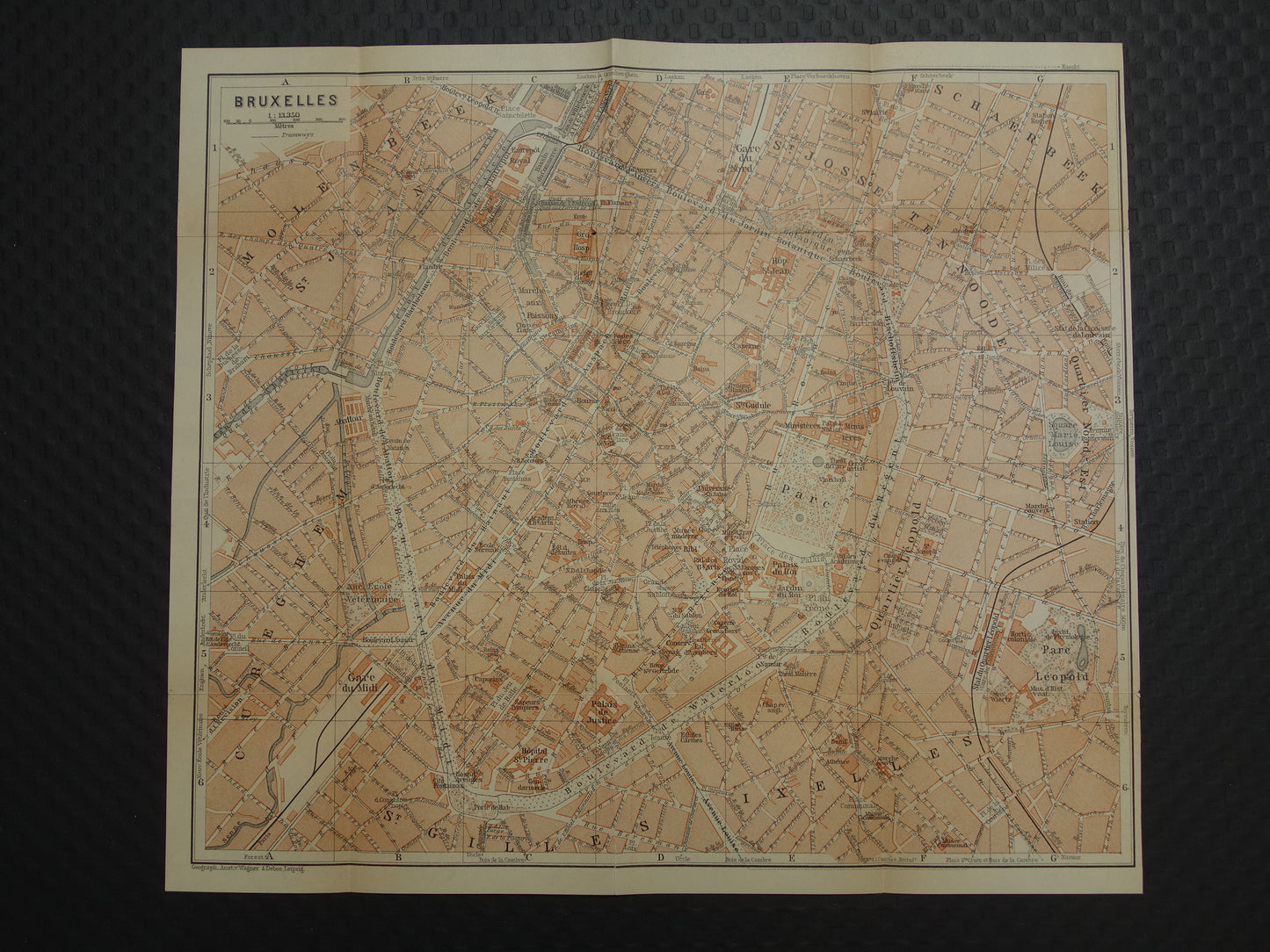 BRUSSEL oude kaart van Brussel België uit 1904 originele antieke historische plattegrond