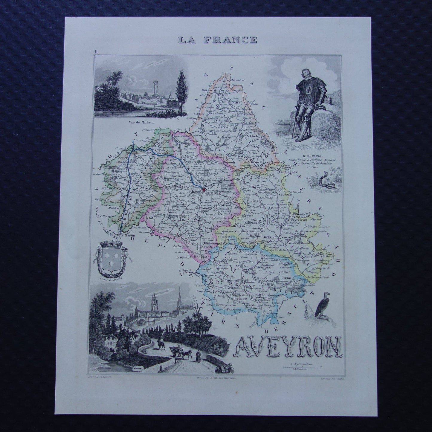 Aveyron Frankrijk kaart vintage