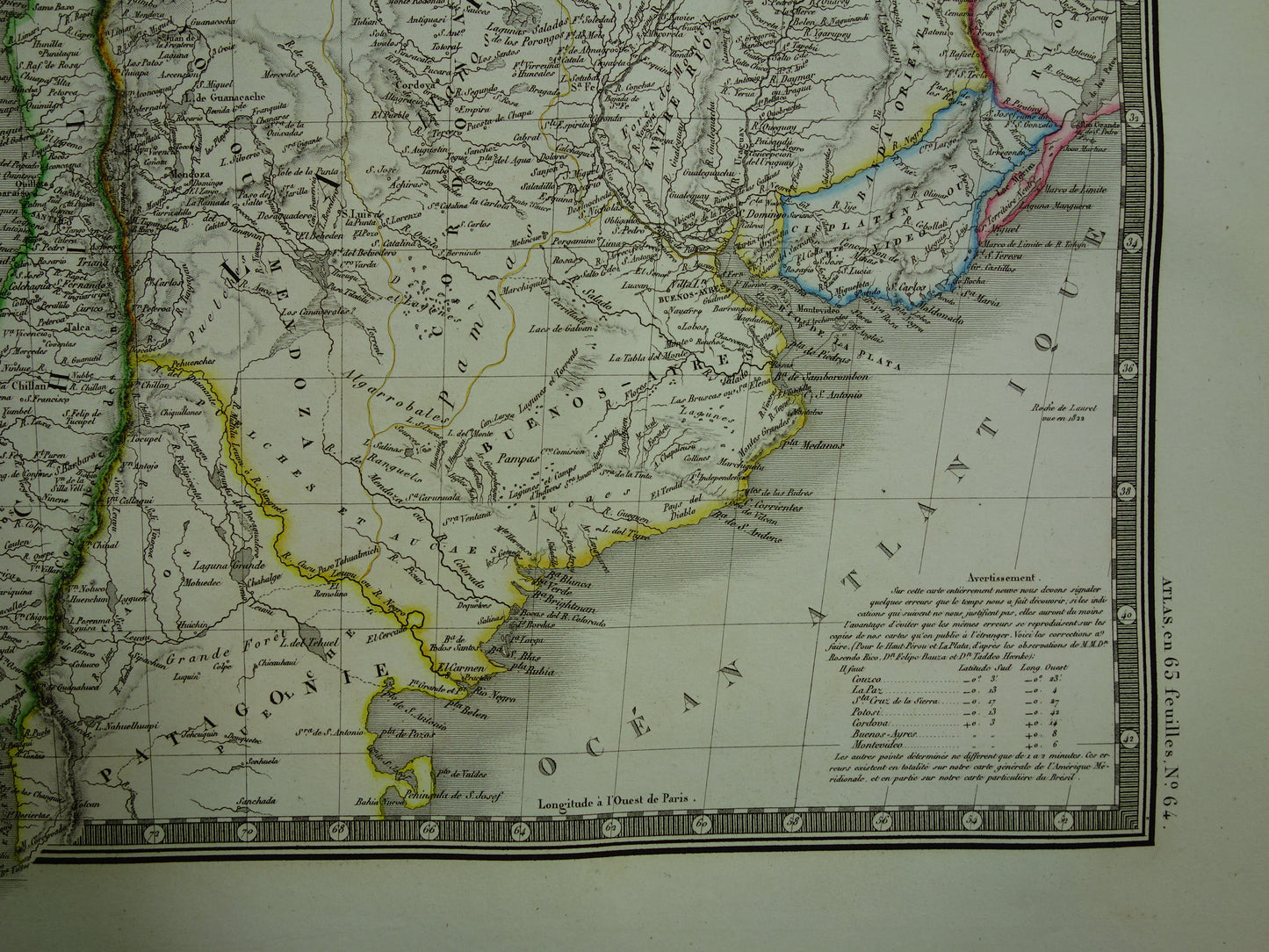 Zuid-Amerika grote oude Franse kaart van Peru Bolivia Argentinië Paraguay originele antieke handgekleurde landkaart