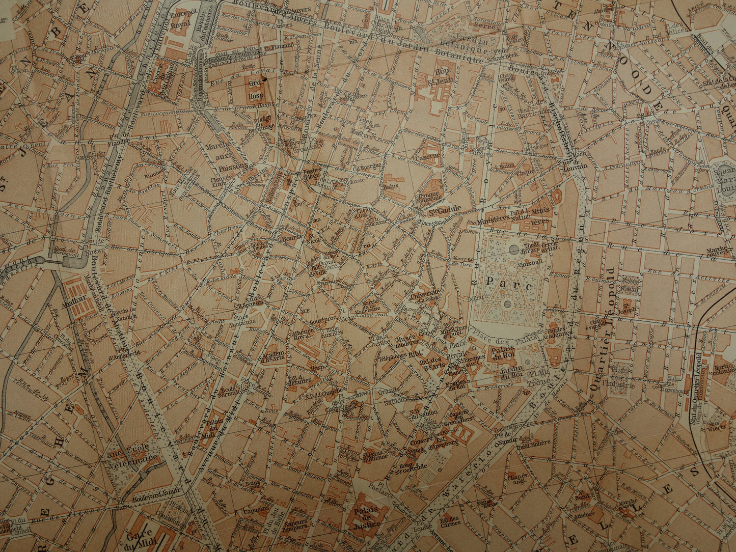 BRUSSEL oude kaart van Brussel België uit 1904 originele antieke historische plattegrond