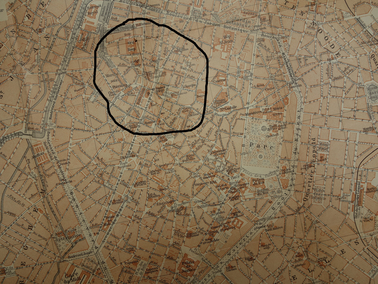 BRUSSEL oude kaart van Brussel België uit 1904 originele antieke historische plattegrond