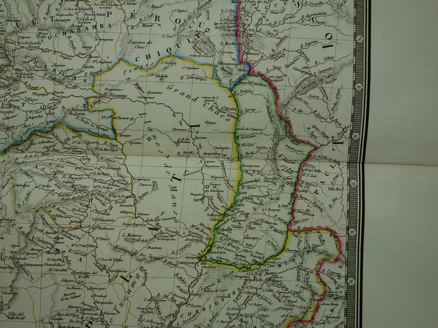 Zuid-Amerika grote oude Franse kaart van Peru Bolivia Argentinië Paraguay originele antieke handgekleurde landkaart