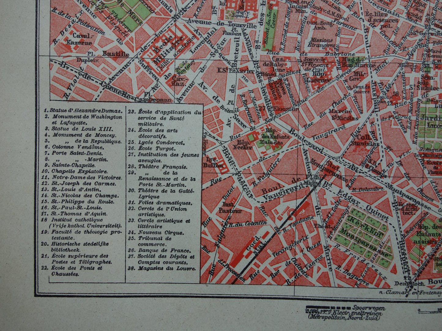 PARIJS oude plattegrond Originele antieke Nederlandse kaart van Parijs Frankrijk uit 1921 vintage historische kaarten