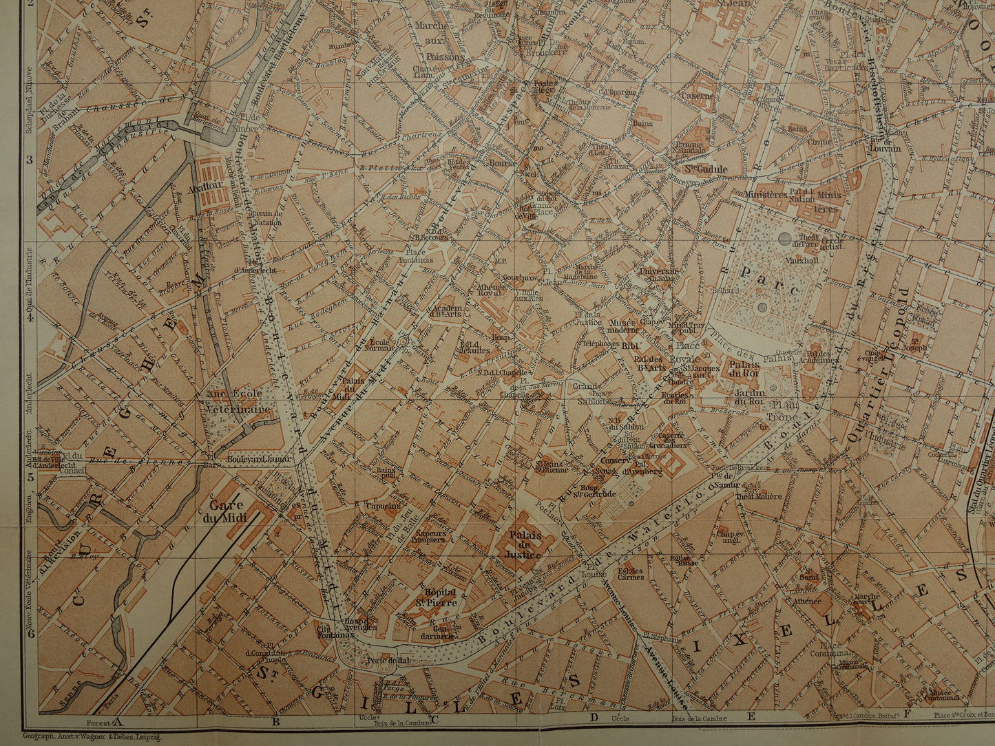 BRUSSEL oude kaart van Brussel België uit 1904 originele antieke historische plattegrond