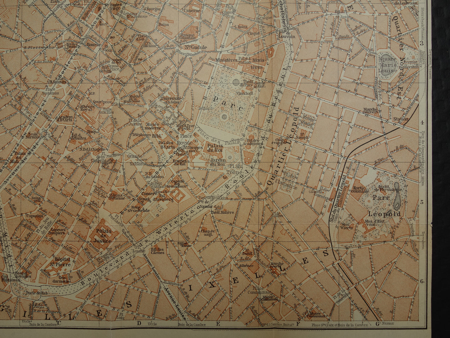 BRUSSEL oude kaart van Brussel België uit 1904 originele antieke historische plattegrond