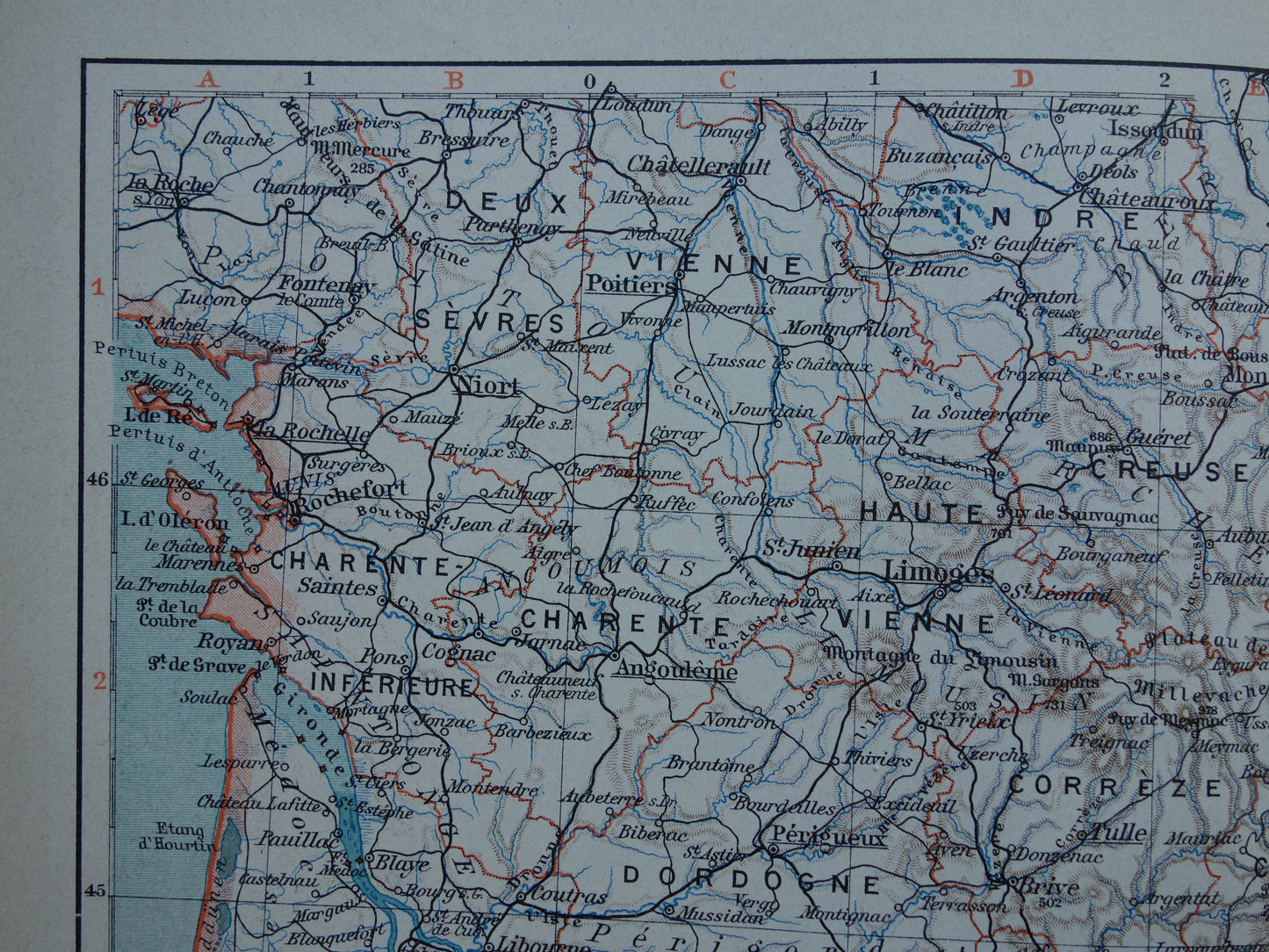 FRANKRIJK oude kaart van Zuid-Frankrijk 1905 originele antieke Duitse landkaart