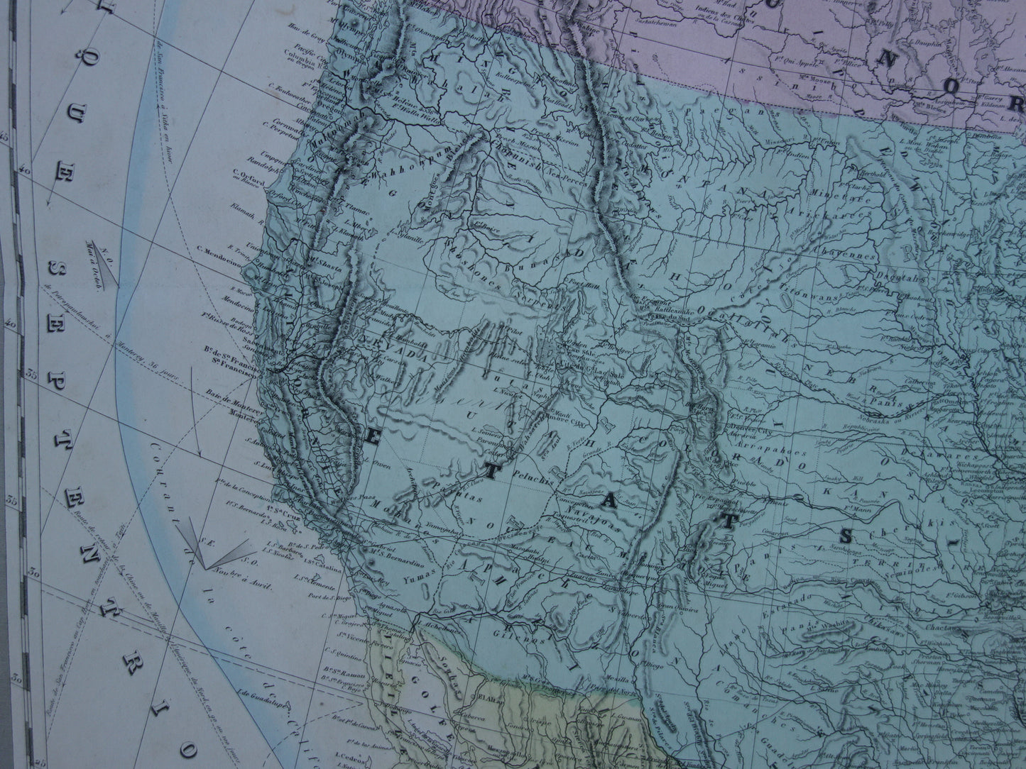 NOORD-AMERIKA antieke landkaart Groot formaat historische kaarten