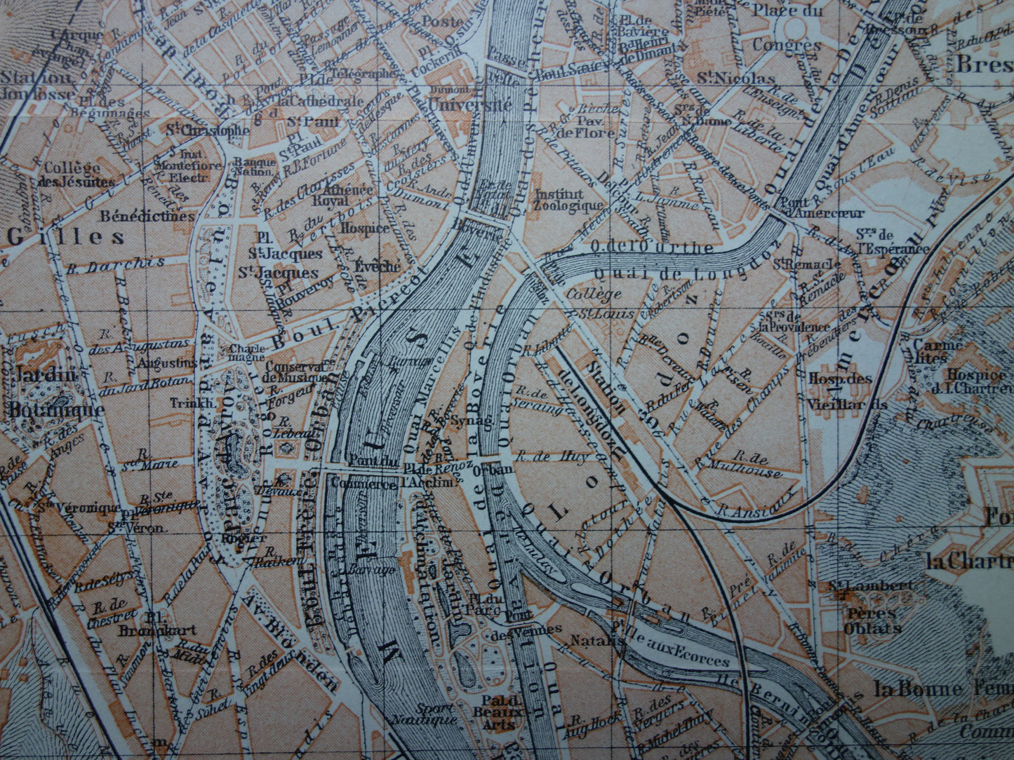 Oude kaart van Luik België uit 1910 originele antieke plattegrond Luik carte de Liège vintage kaarten