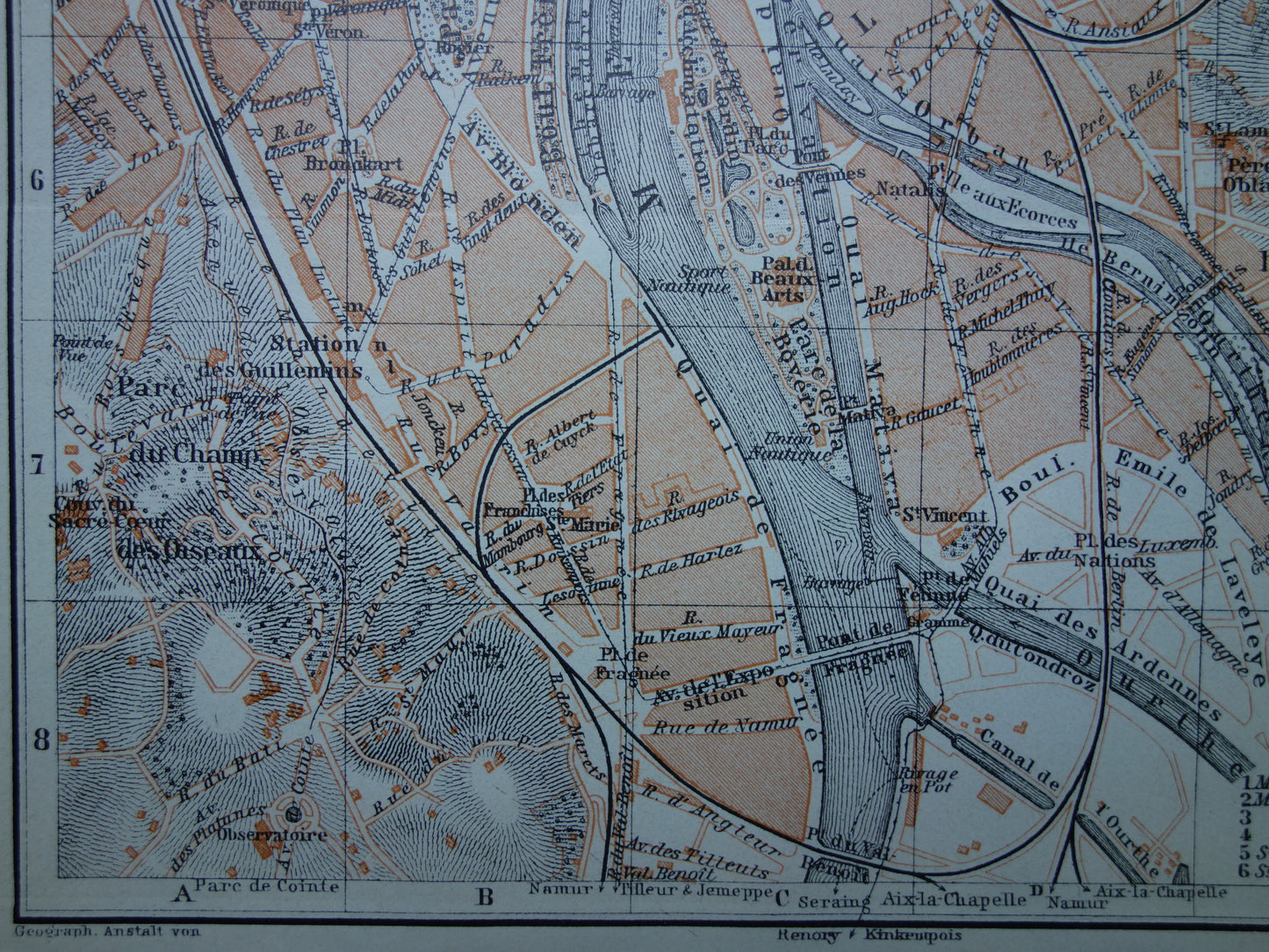 Oude kaart van Luik België uit 1910 originele antieke plattegrond Luik carte de Liège vintage kaarten
