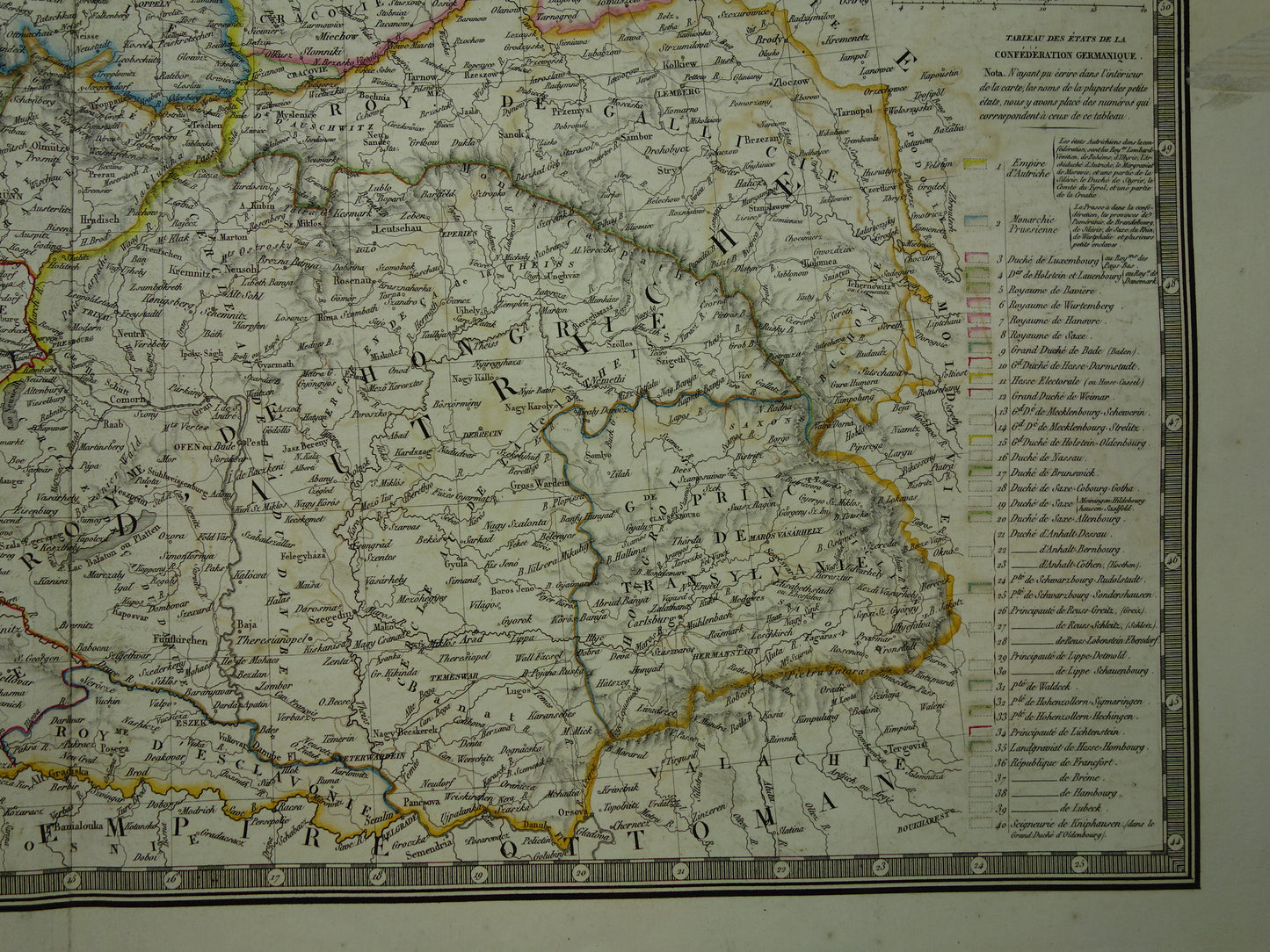 CENTRAAL EUROPA oude kaart uit 1830 Duitsland Polen Oostenrijk Hongarije Grote originele antieke Franse kaart