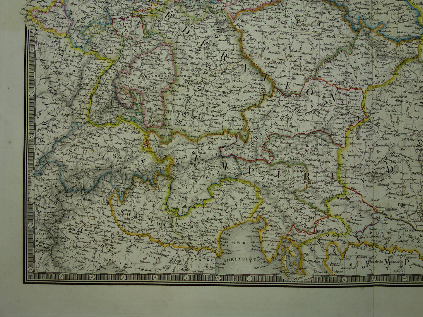 CENTRAAL EUROPA oude kaart uit 1830 Duitsland Polen Oostenrijk Hongarije Grote originele antieke Franse kaart