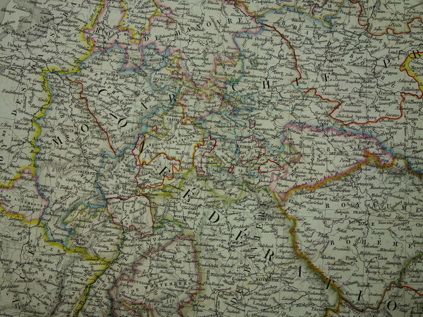 CENTRAAL EUROPA oude kaart uit 1830 Duitsland Polen Oostenrijk Hongarije Grote originele antieke Franse kaart