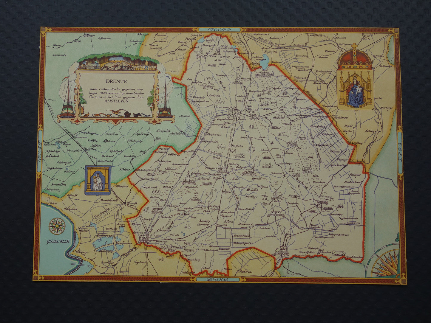 DRENTE Vintage kaart van de provincie Drente uit 1947 Oude historische landkaart